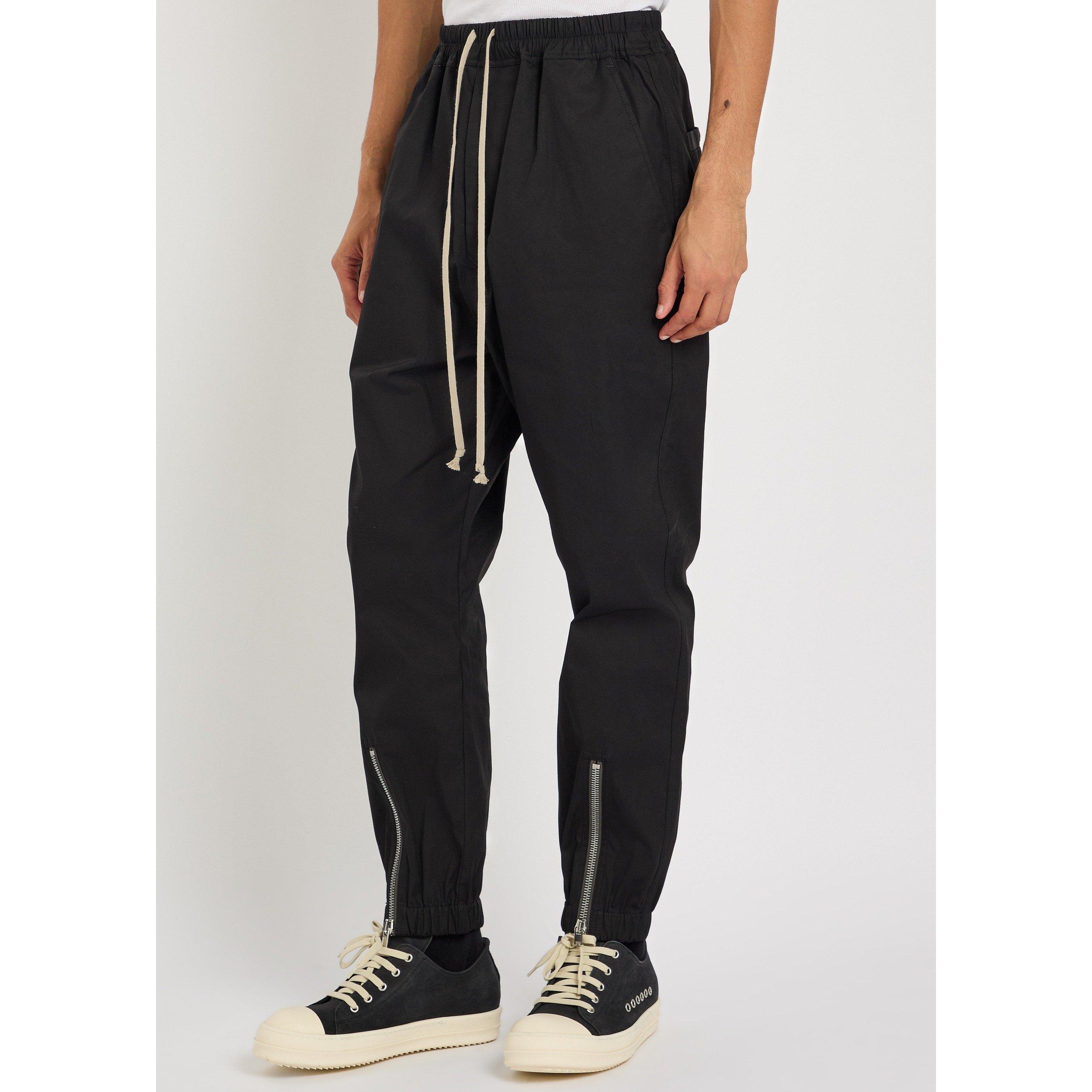 BLACK - Rick Owens - Men's Tecuatl Cotton Relaxed-Fit Cuffed Trousers - 2
