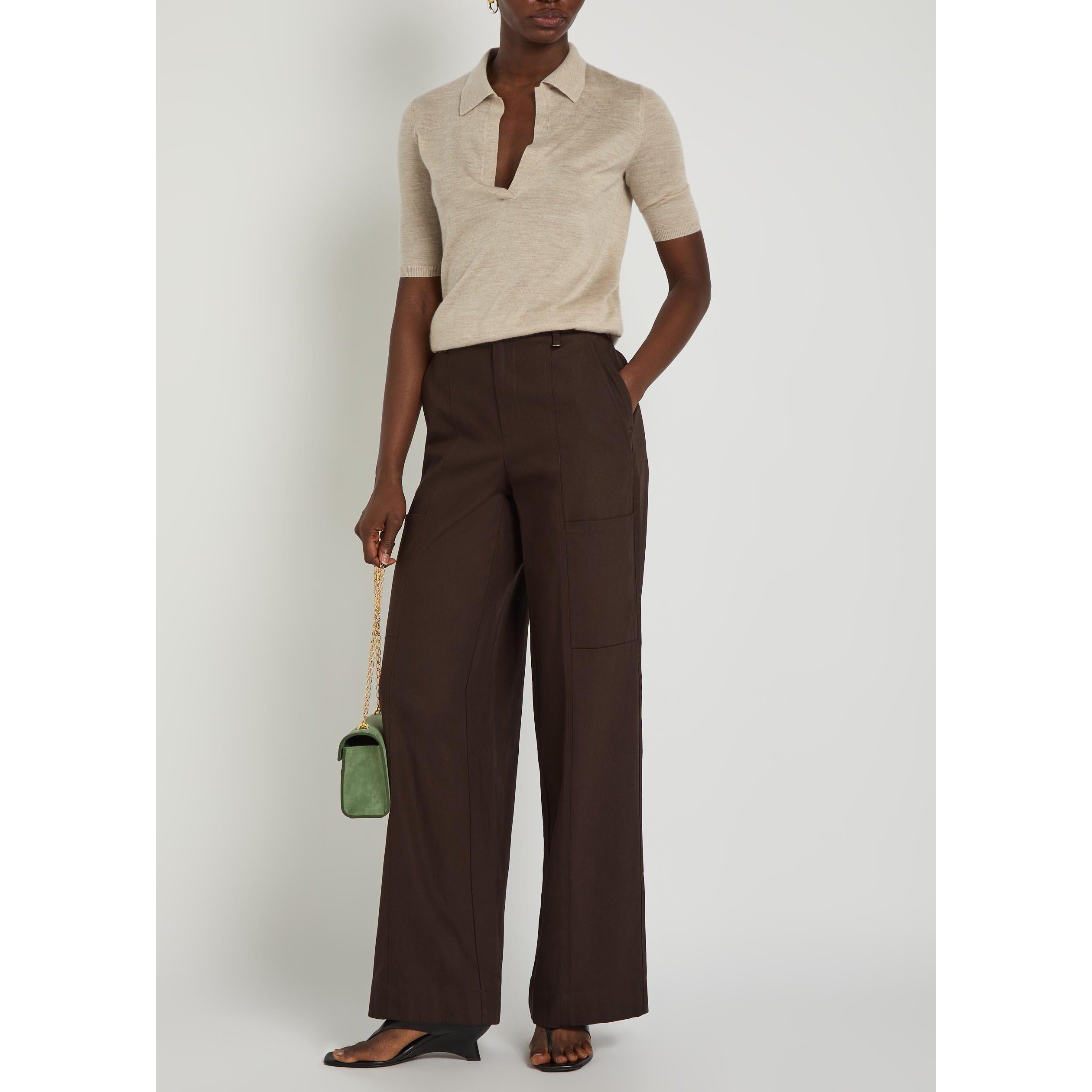 BROWN - Vince - TR HIGH WAIST PLEATED TENCEL T - 5