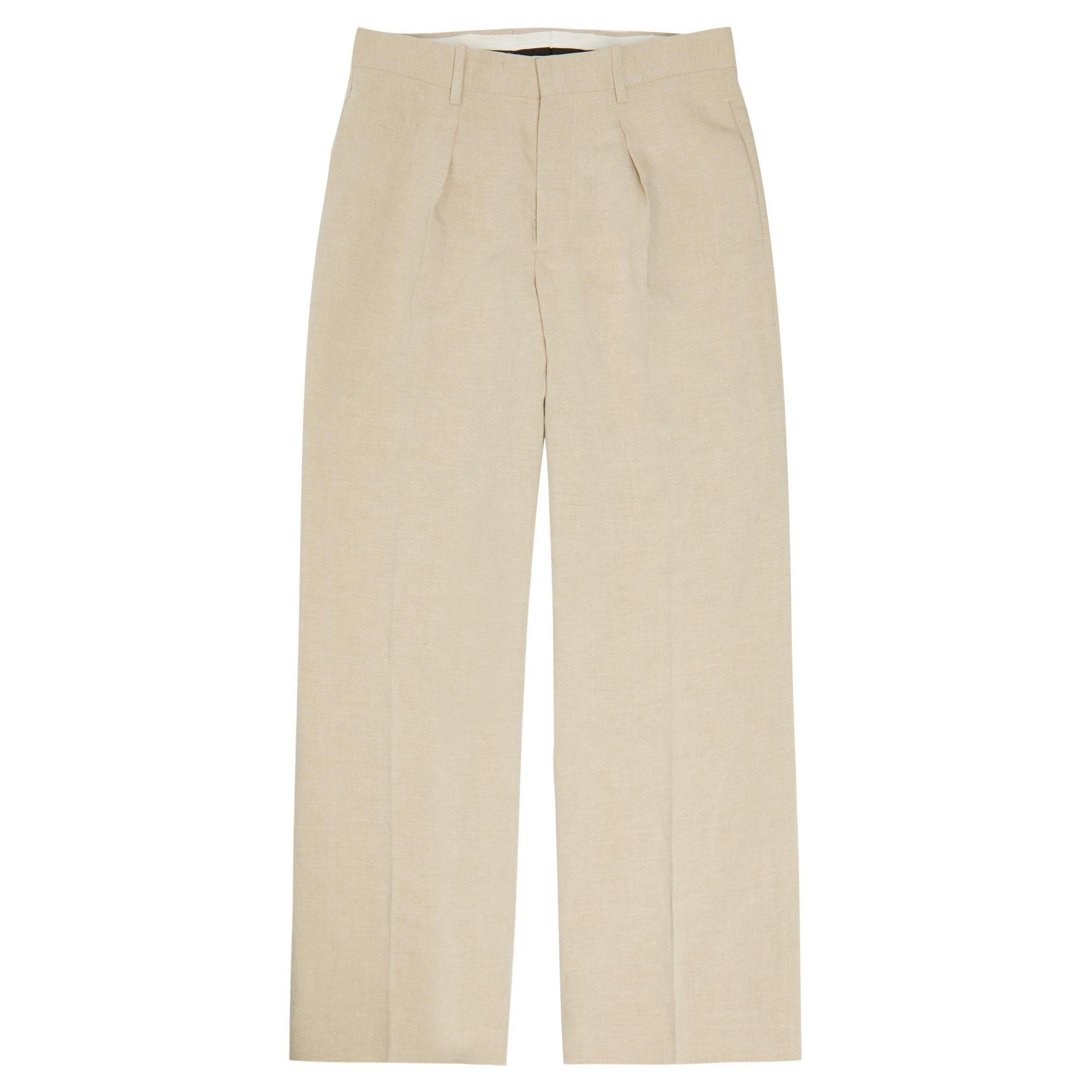 NATURAL - JW Anderson - Men's Single-Pleat Linen Trousers - 1