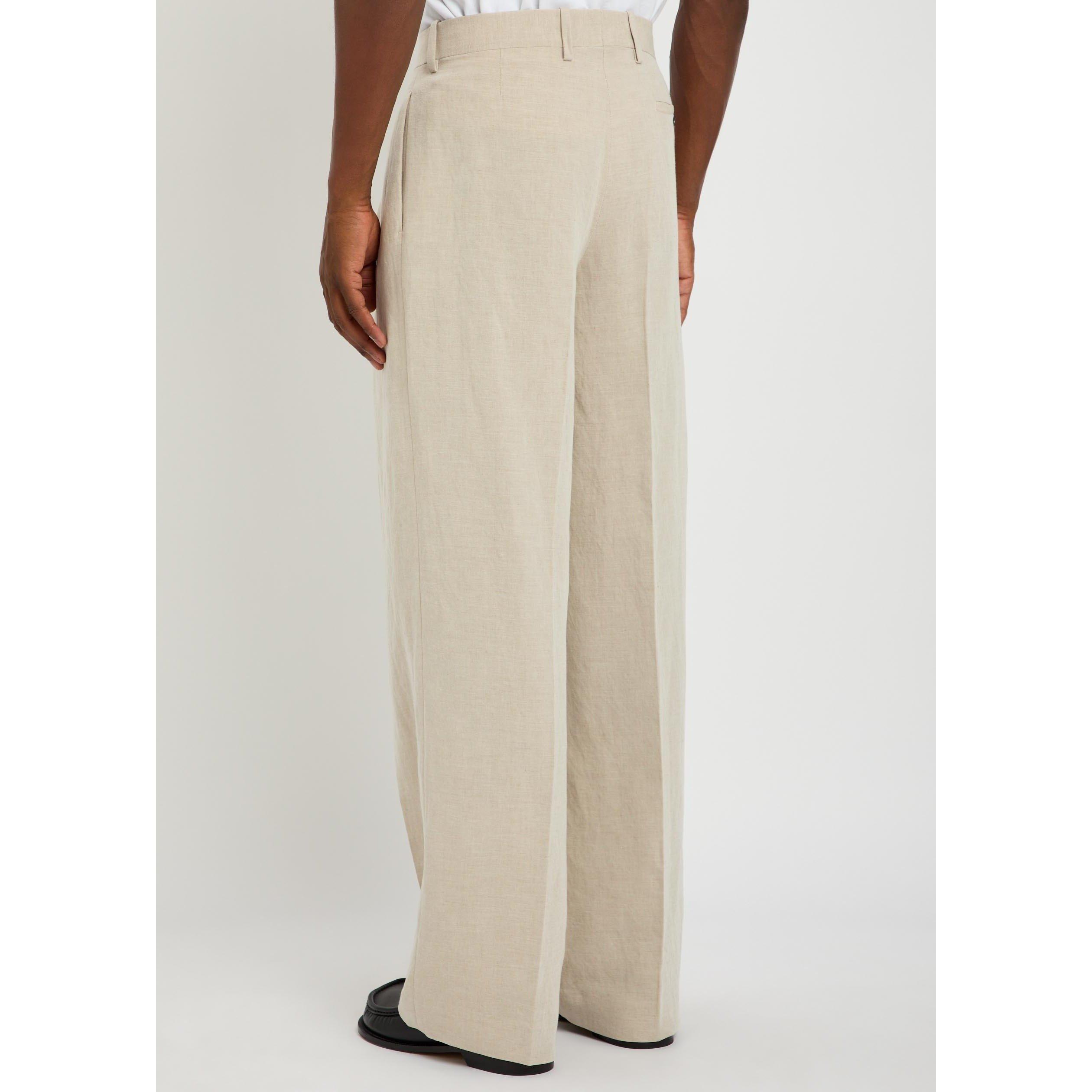 NATURAL - JW Anderson - Men's Single-Pleat Linen Trousers - 3