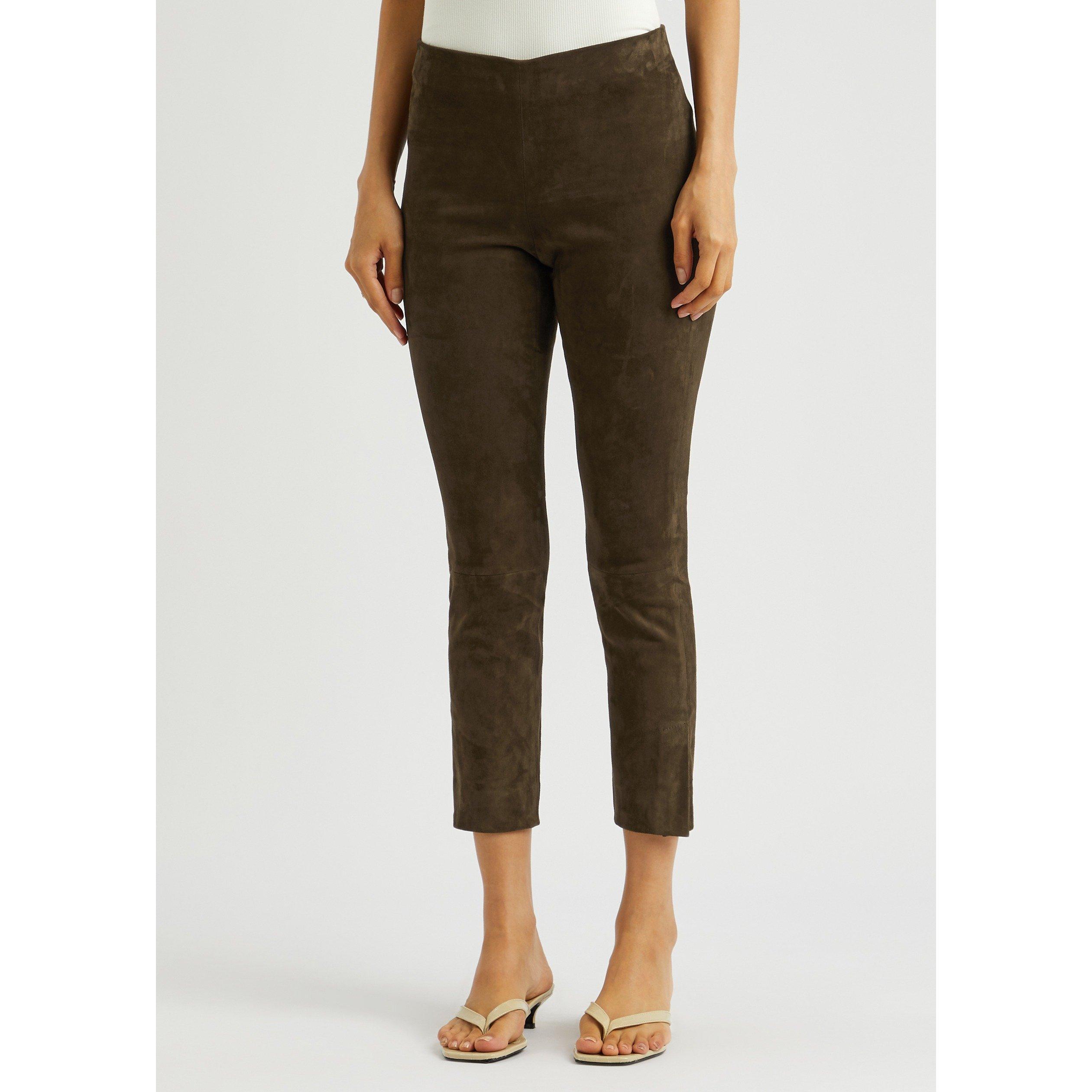 BROWN - Vince - T STRETCH SUEDE SPLIT HEM TROU - 2