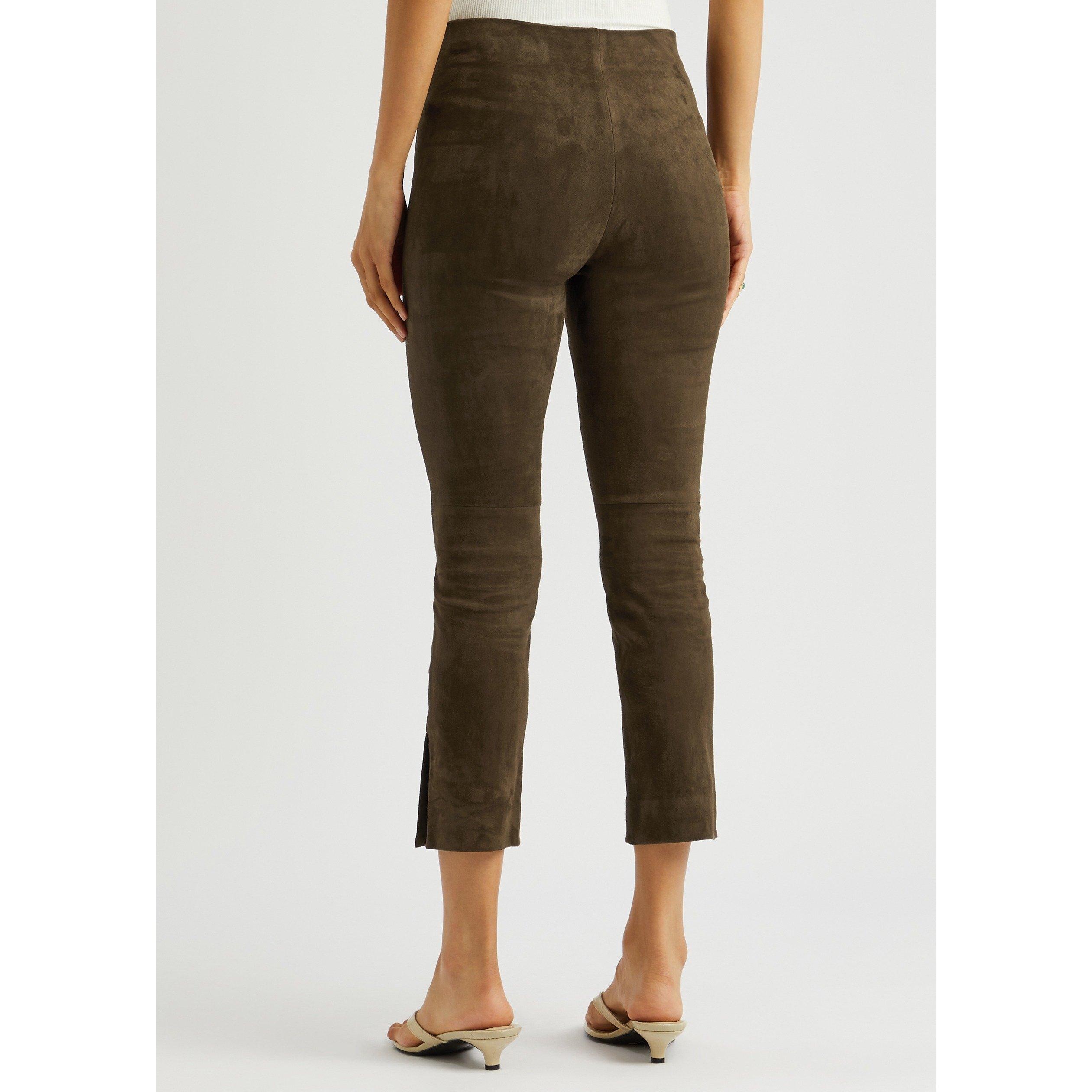BROWN - Vince - T STRETCH SUEDE SPLIT HEM TROU - 3