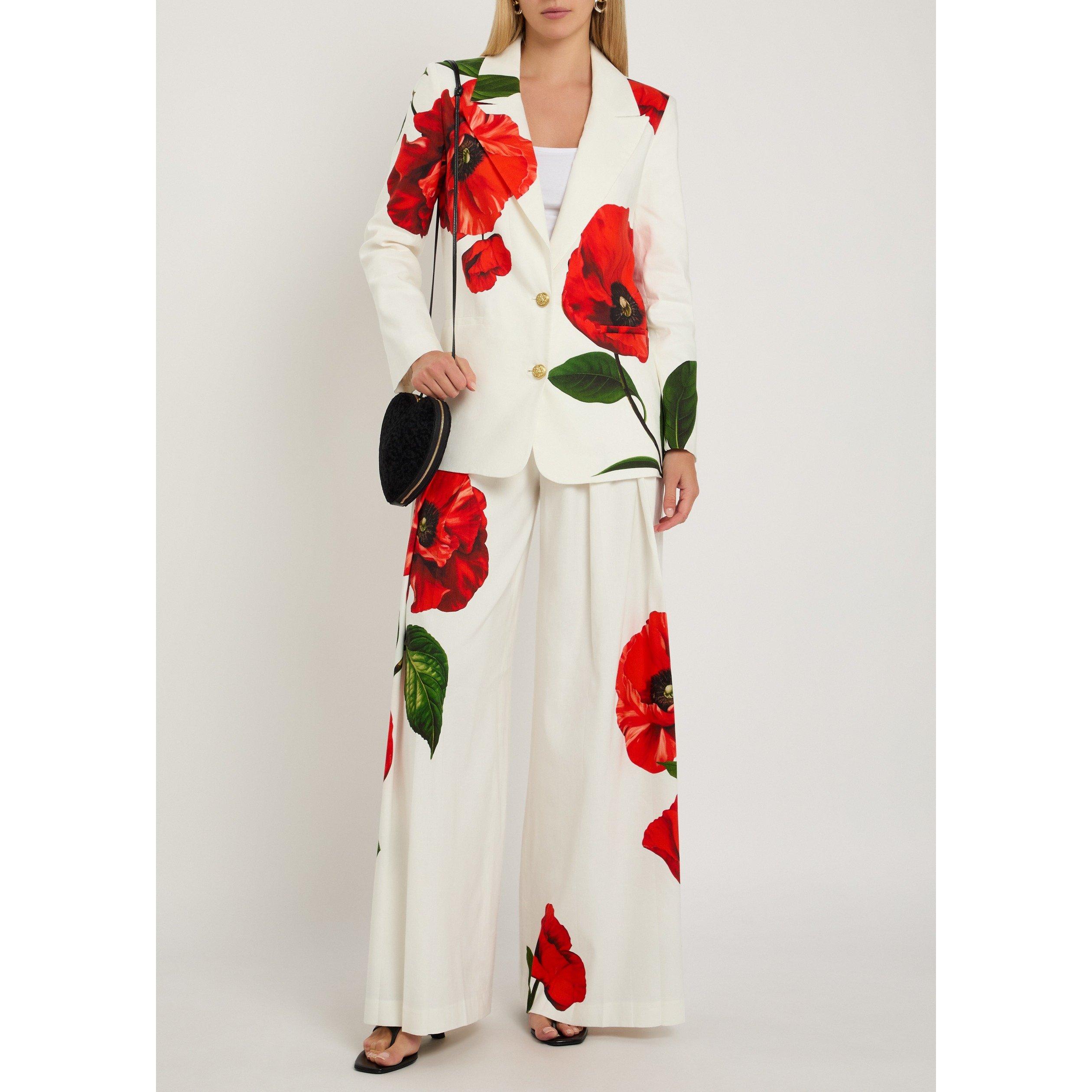 WHITE AND RED - Alice And Olivia - Women's Blaire Pleated Linen High-Waisted Trousers - 5