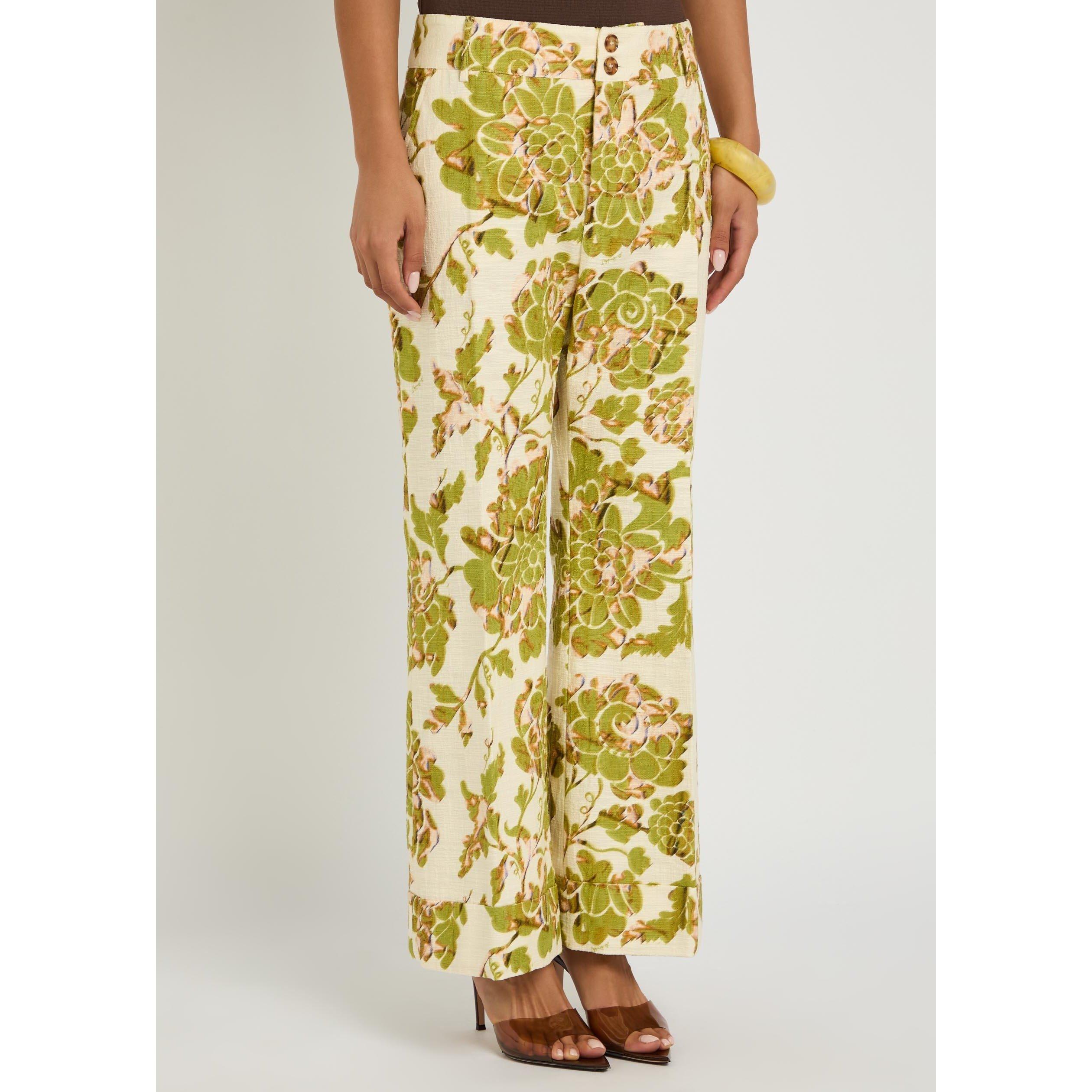 BEIGE AND OTHER - La DoubleJ - Women's Hendrix Floral Cotton Flared Trousers - 2