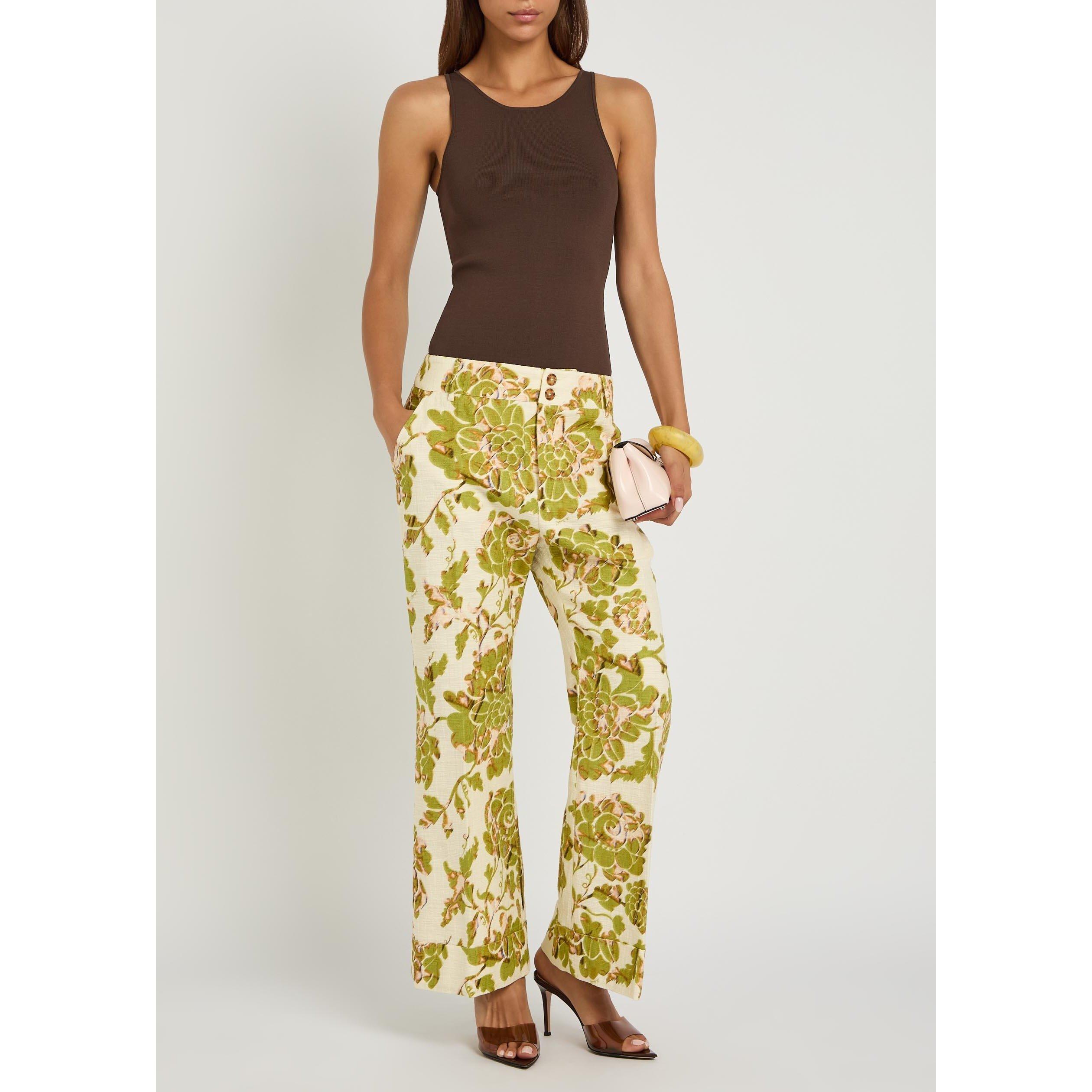 BEIGE AND OTHER - La DoubleJ - Women's Hendrix Floral Cotton Flared Trousers - 5