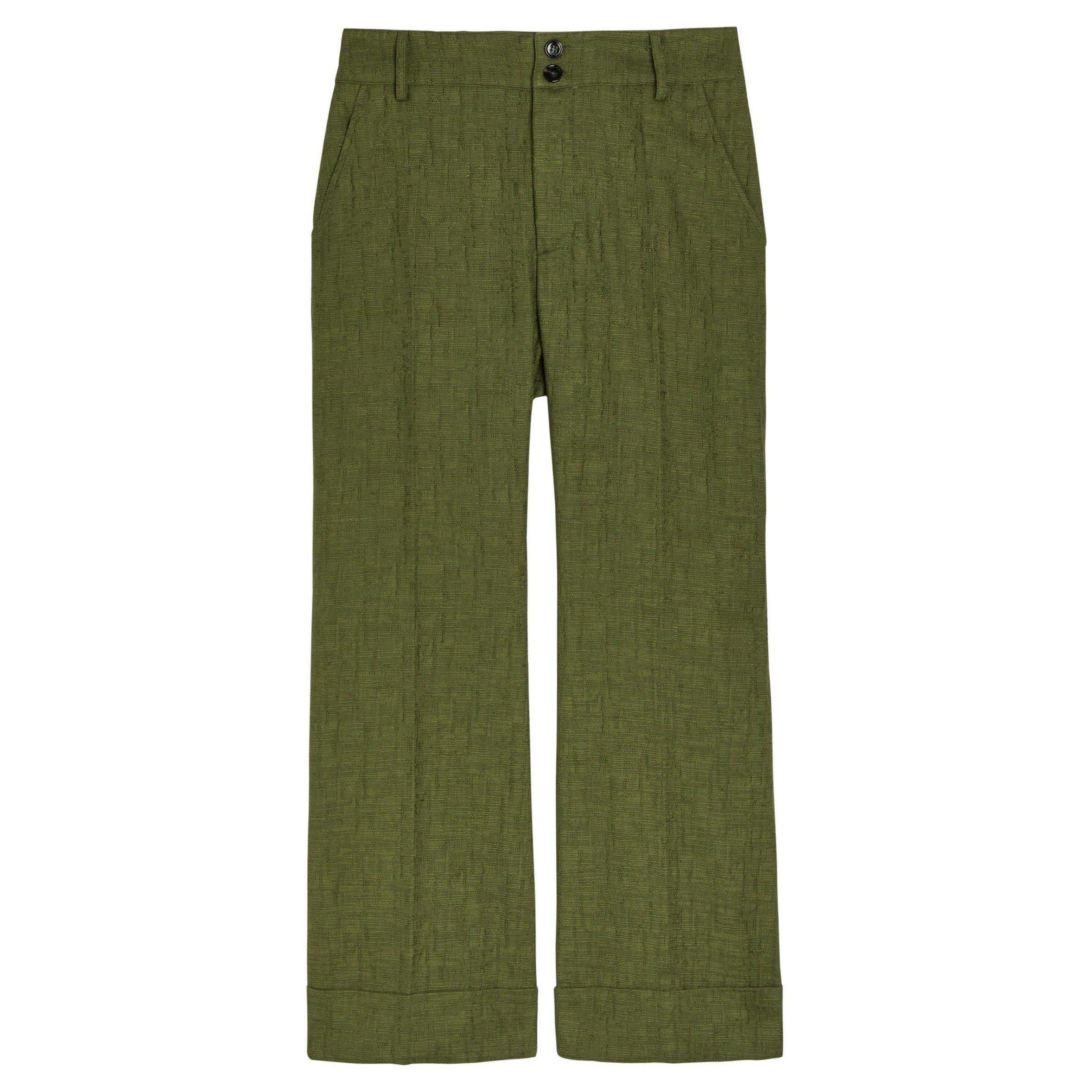 GREEN - La DoubleJ - Women's Hendrix Cotton Flared Trousers - 1