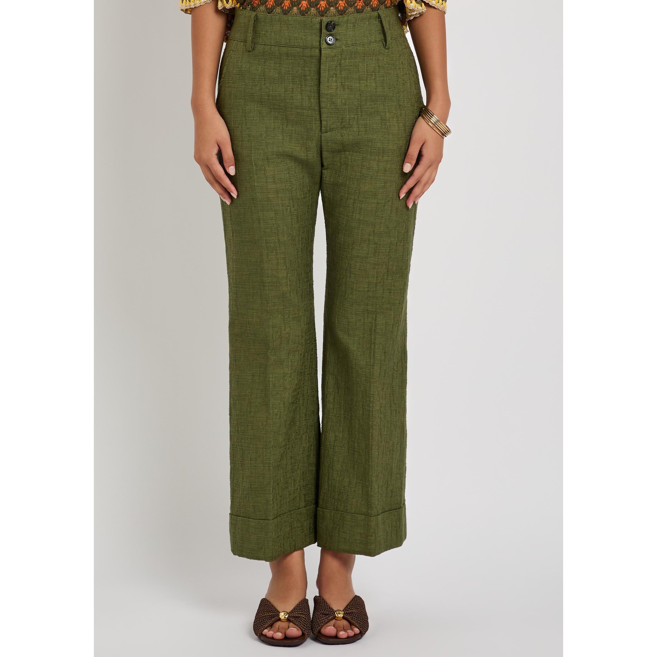GREEN - La DoubleJ - Women's Hendrix Cotton Flared Trousers - 2