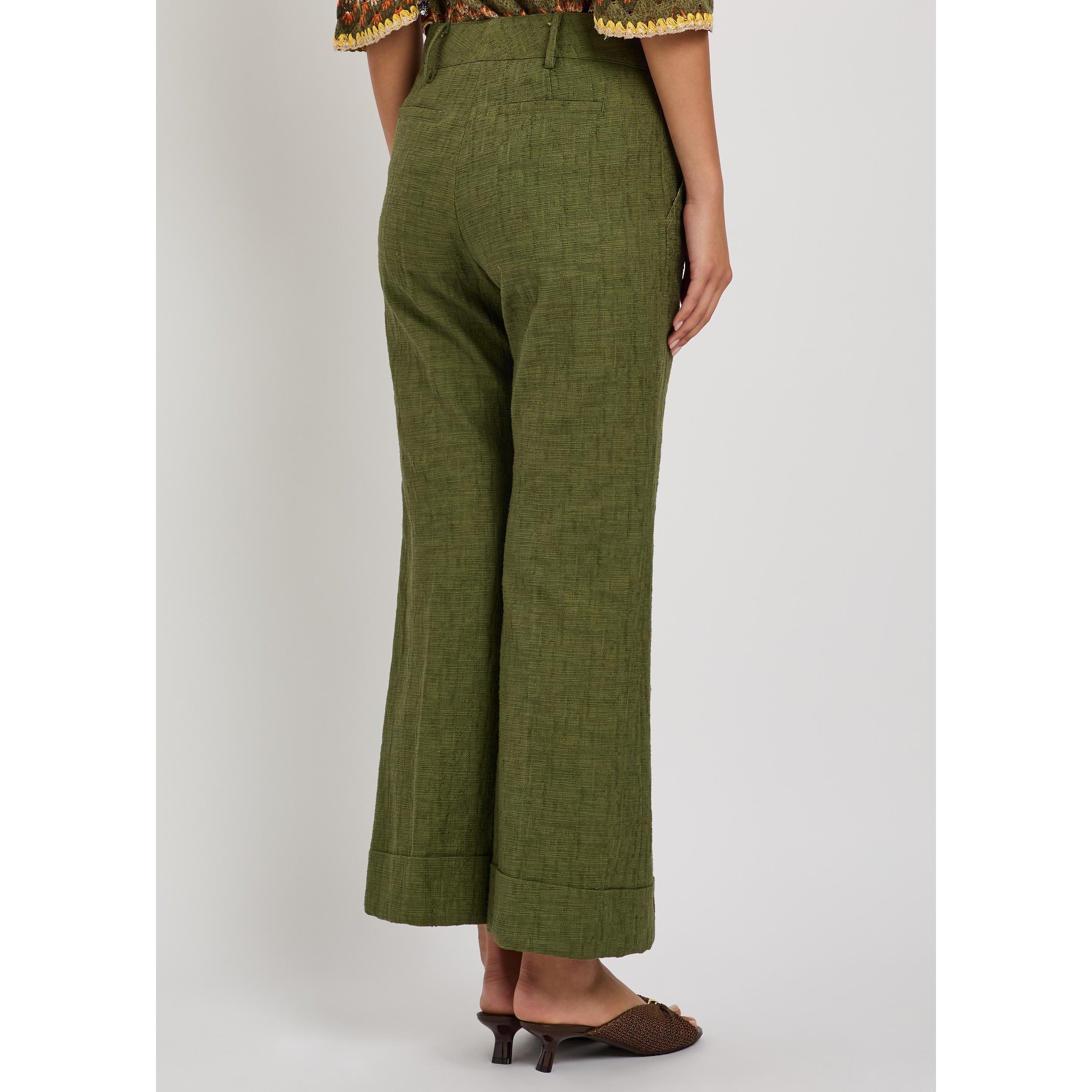 GREEN - La DoubleJ - Women's Hendrix Cotton Flared Trousers - 3