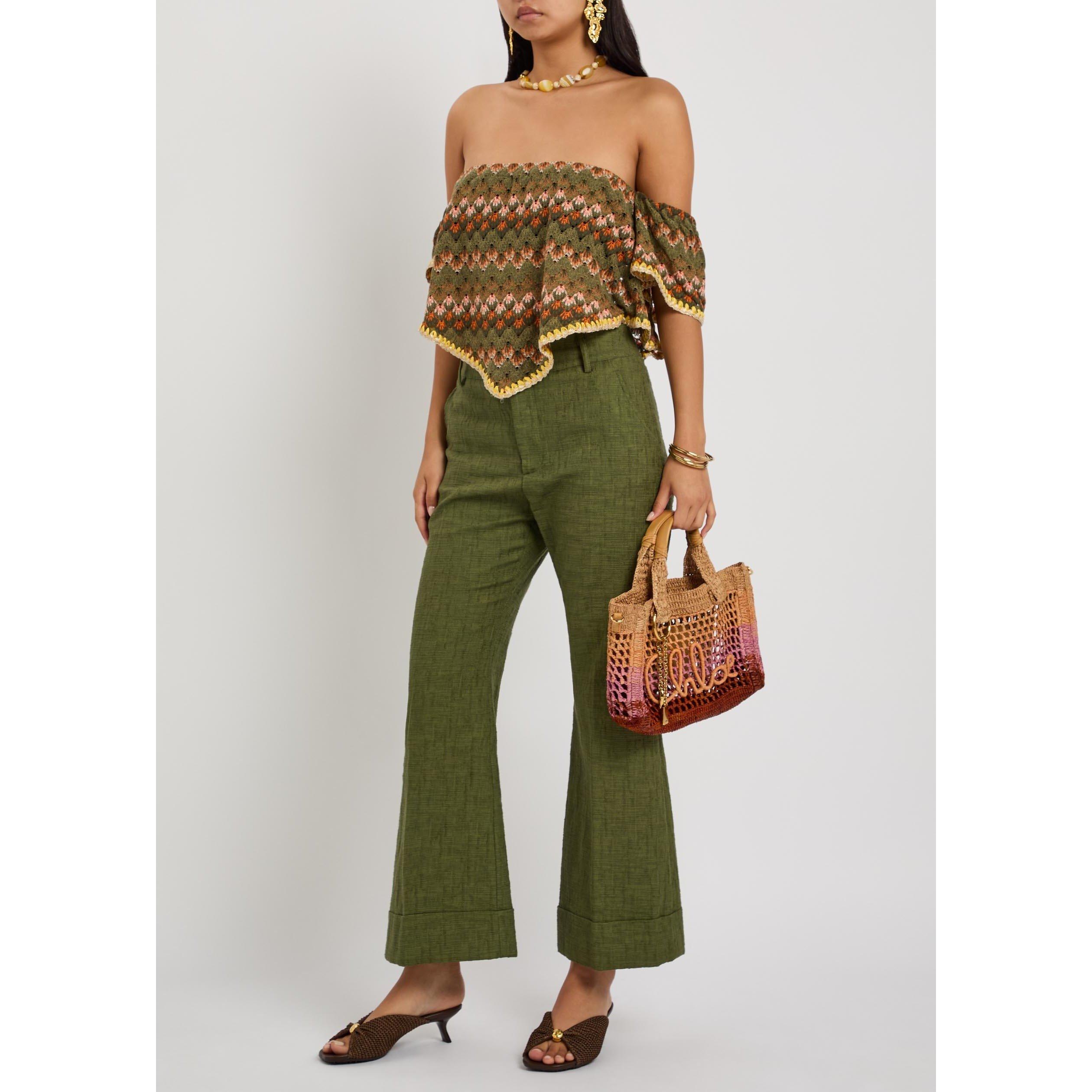 GREEN - La DoubleJ - Women's Hendrix Cotton Flared Trousers - 5