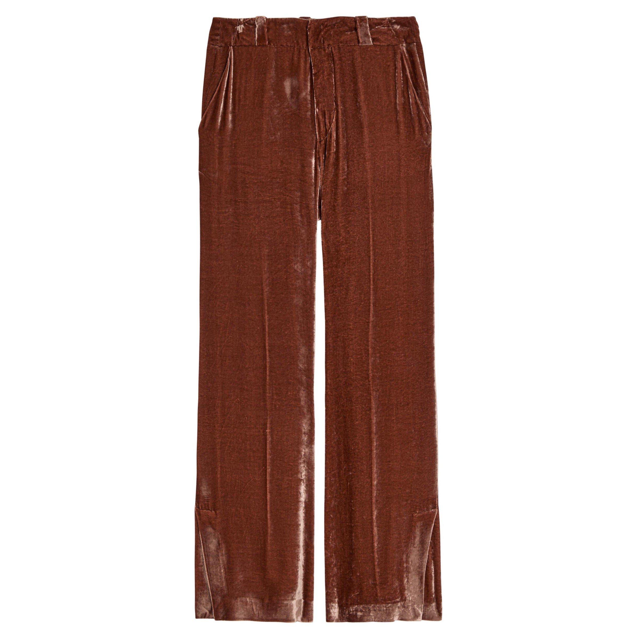 BROWN - La DoubleJ - Women's Flared Velvet Trousers - 1