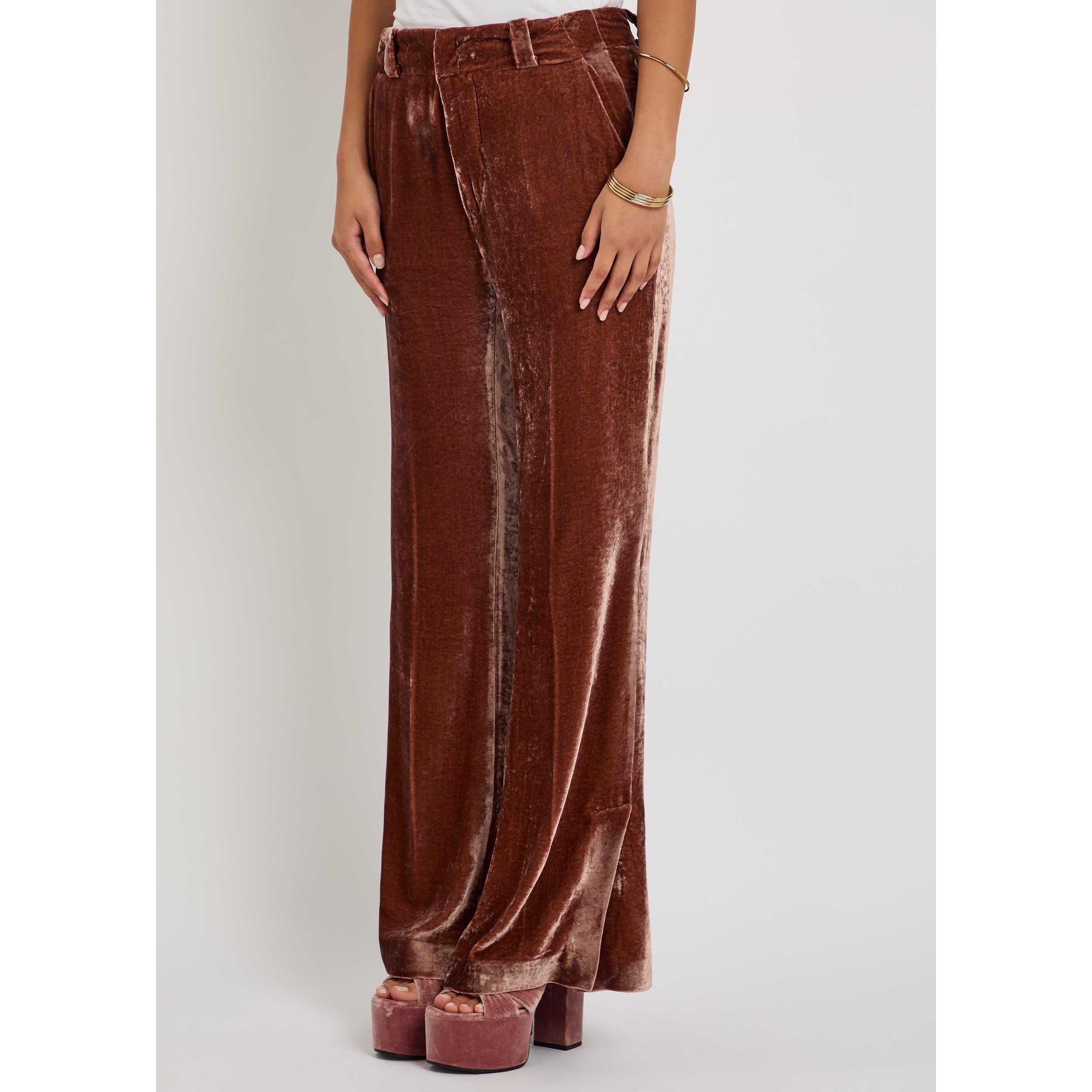 BROWN - La DoubleJ - Women's Flared Velvet Trousers - 2