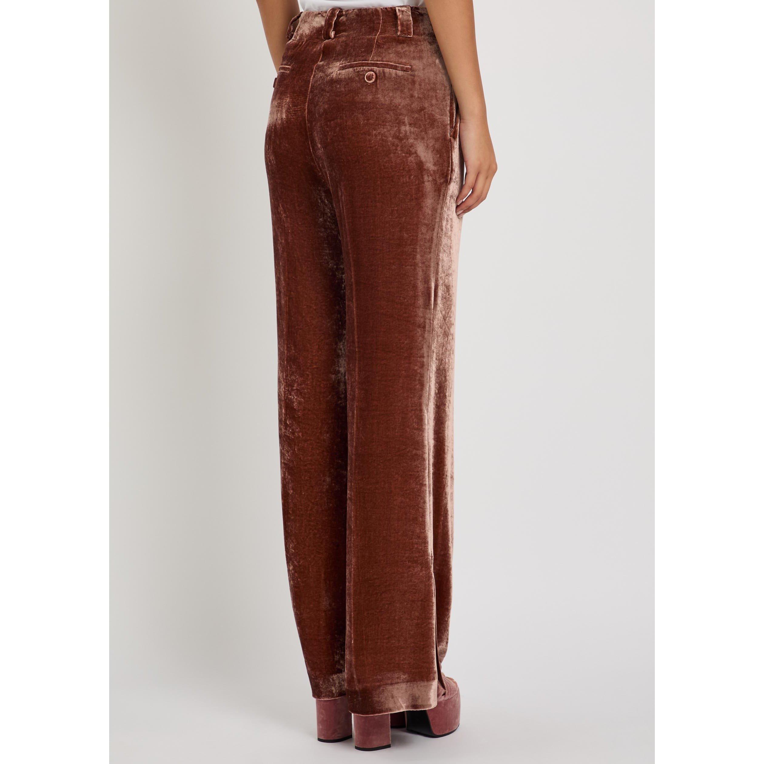 BROWN - La DoubleJ - Women's Flared Velvet Trousers - 3