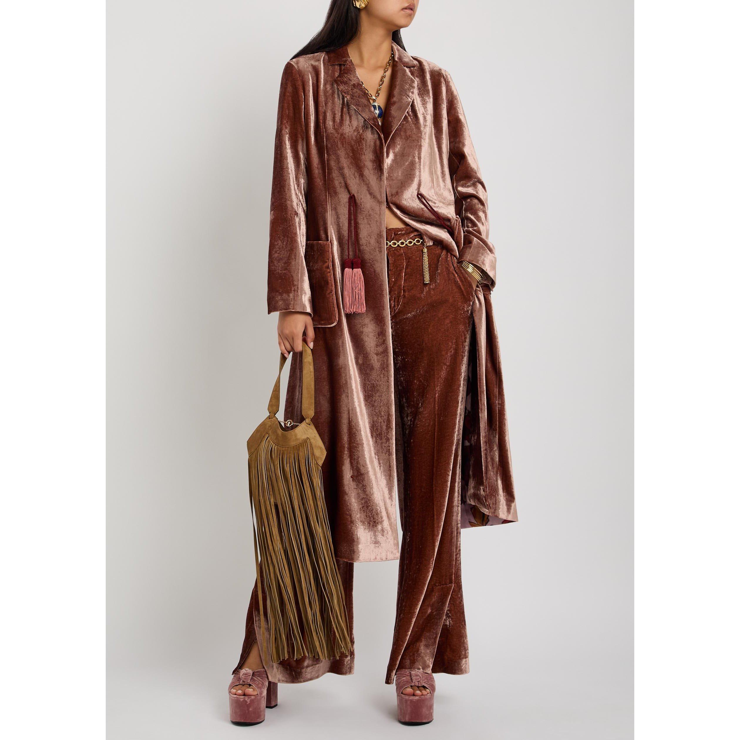 BROWN - La DoubleJ - Women's Flared Velvet Trousers - 5
