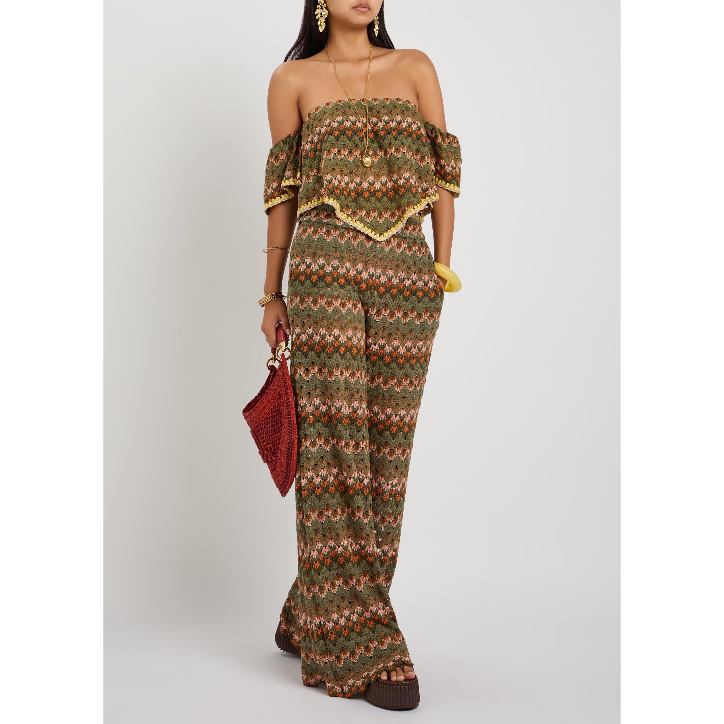 GREEN AND OTHER - La DoubleJ - Women's Cotton Blend Wide-Leg High-Waisted Palazzo Trousers - 5
