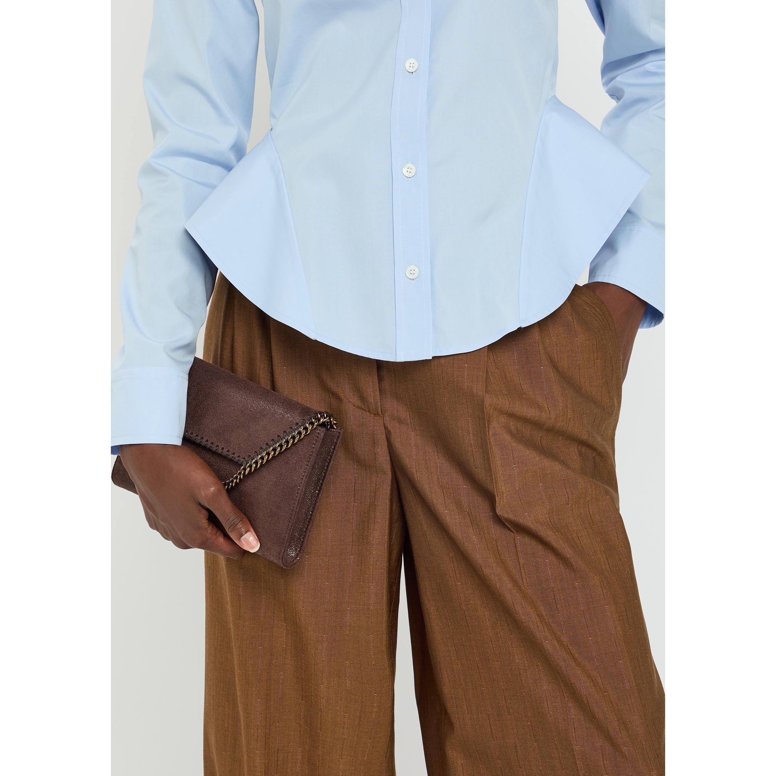CARAMEL - Stella McCartney - Women's Pinstripe Wool Pleated High-Waisted Trousers - 4