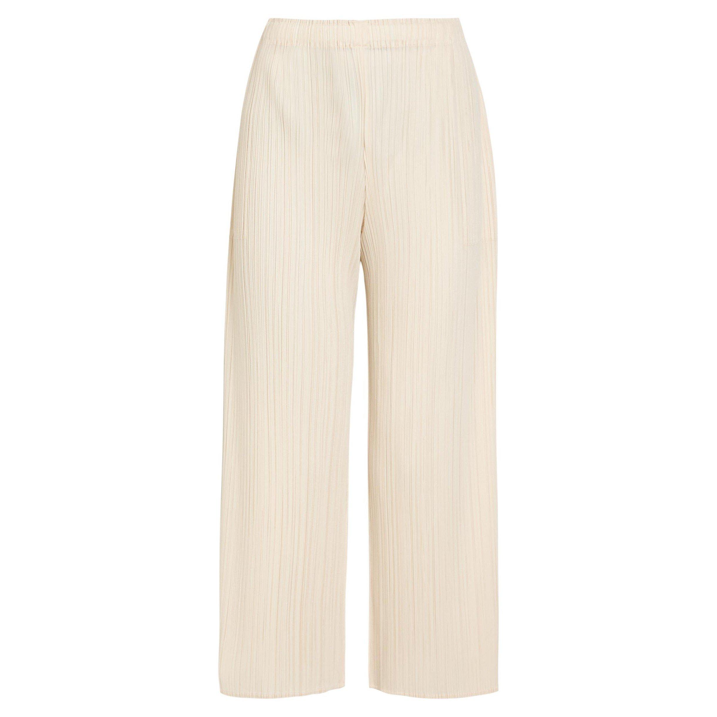 OFF WHITE - Issey Miyake - Women's Pleats Please Wide-Leg Cropped Pleated Trousers - 1