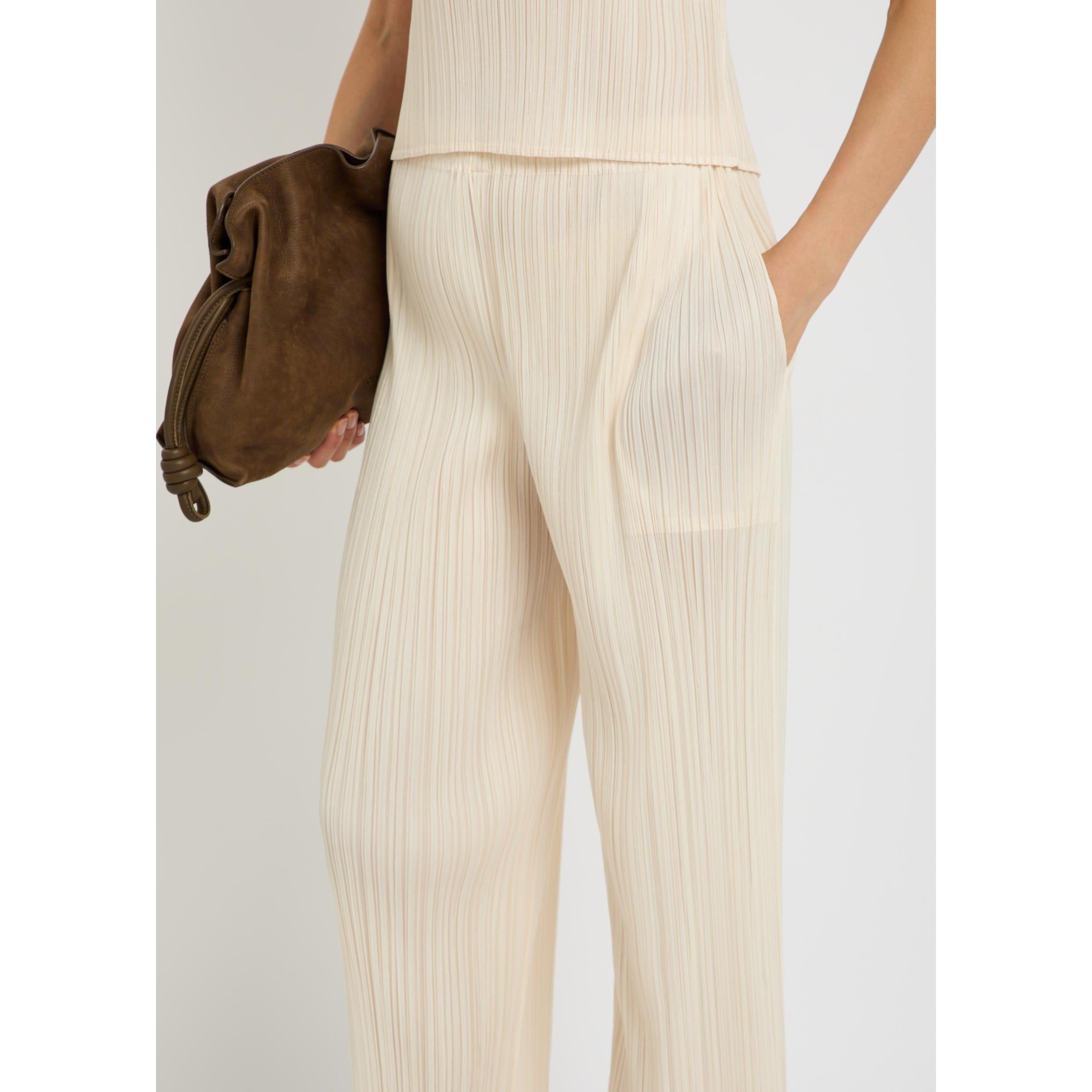 OFF WHITE - Issey Miyake - Women's Pleats Please Wide-Leg Cropped Pleated Trousers - 4