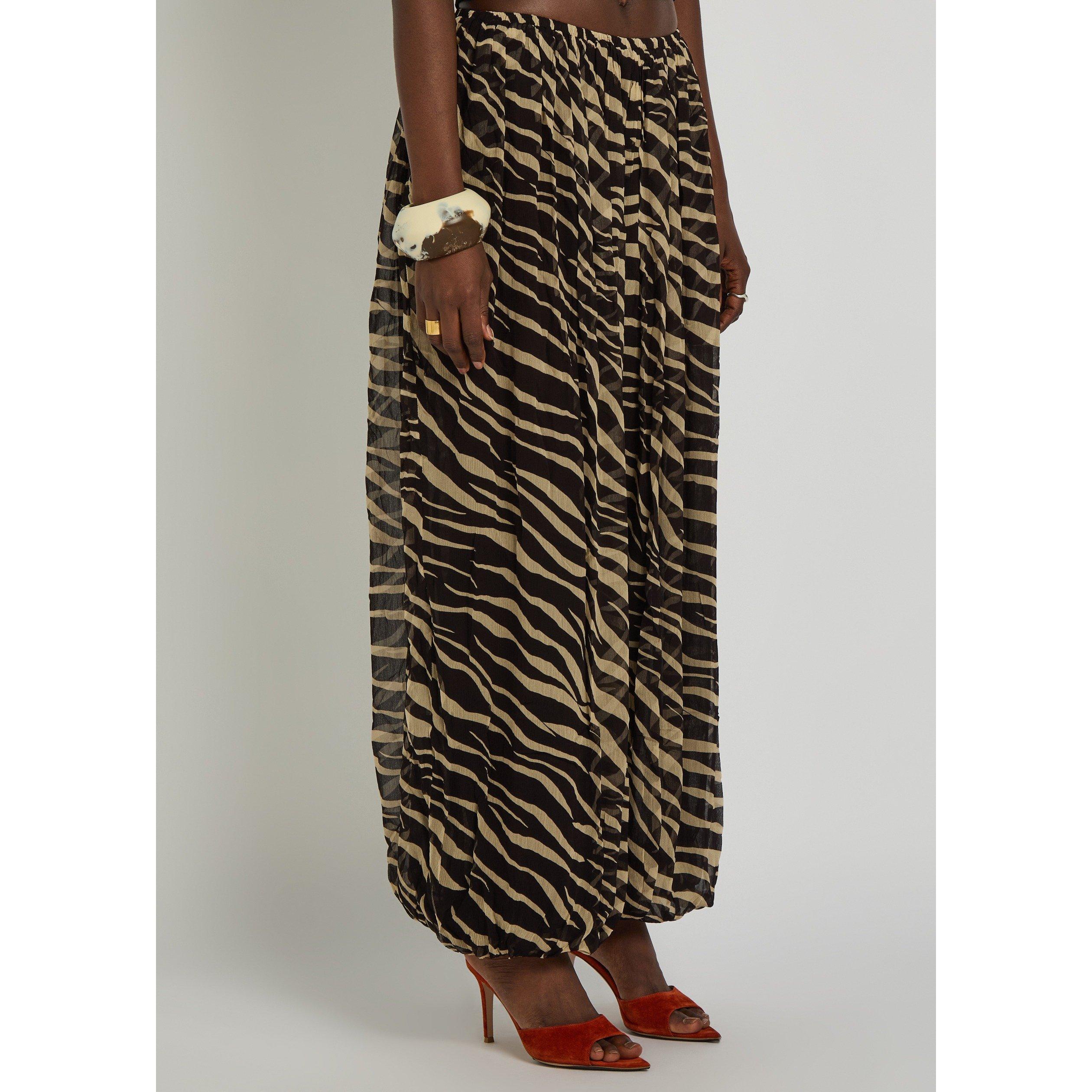 MULTICOLOURED - Kobo - Women's Renier Zebra Print Viscose Relaxed-Fit Cuffed Trousers - 2