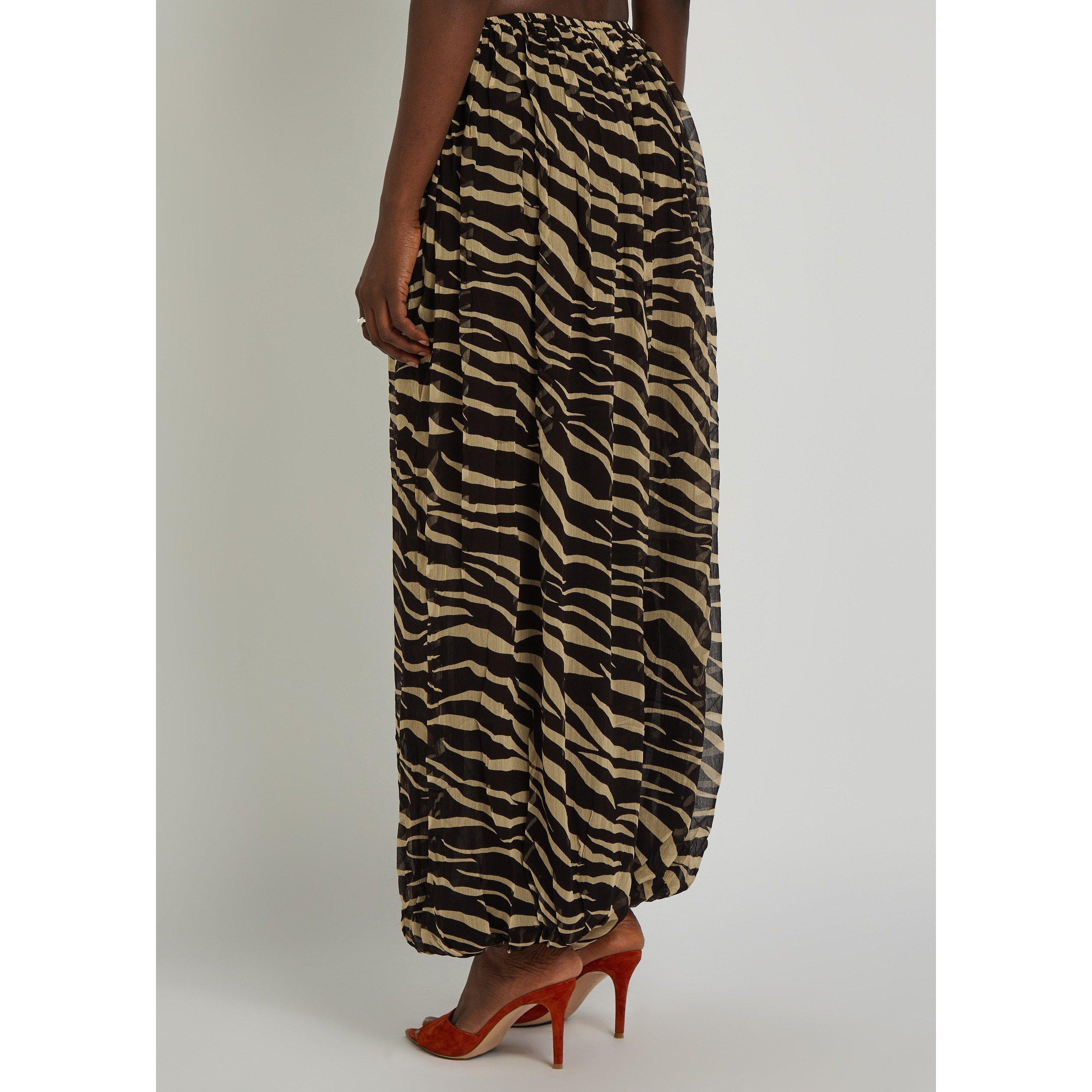 MULTICOLOURED - Kobo - Women's Renier Zebra Print Viscose Relaxed-Fit Cuffed Trousers - 3