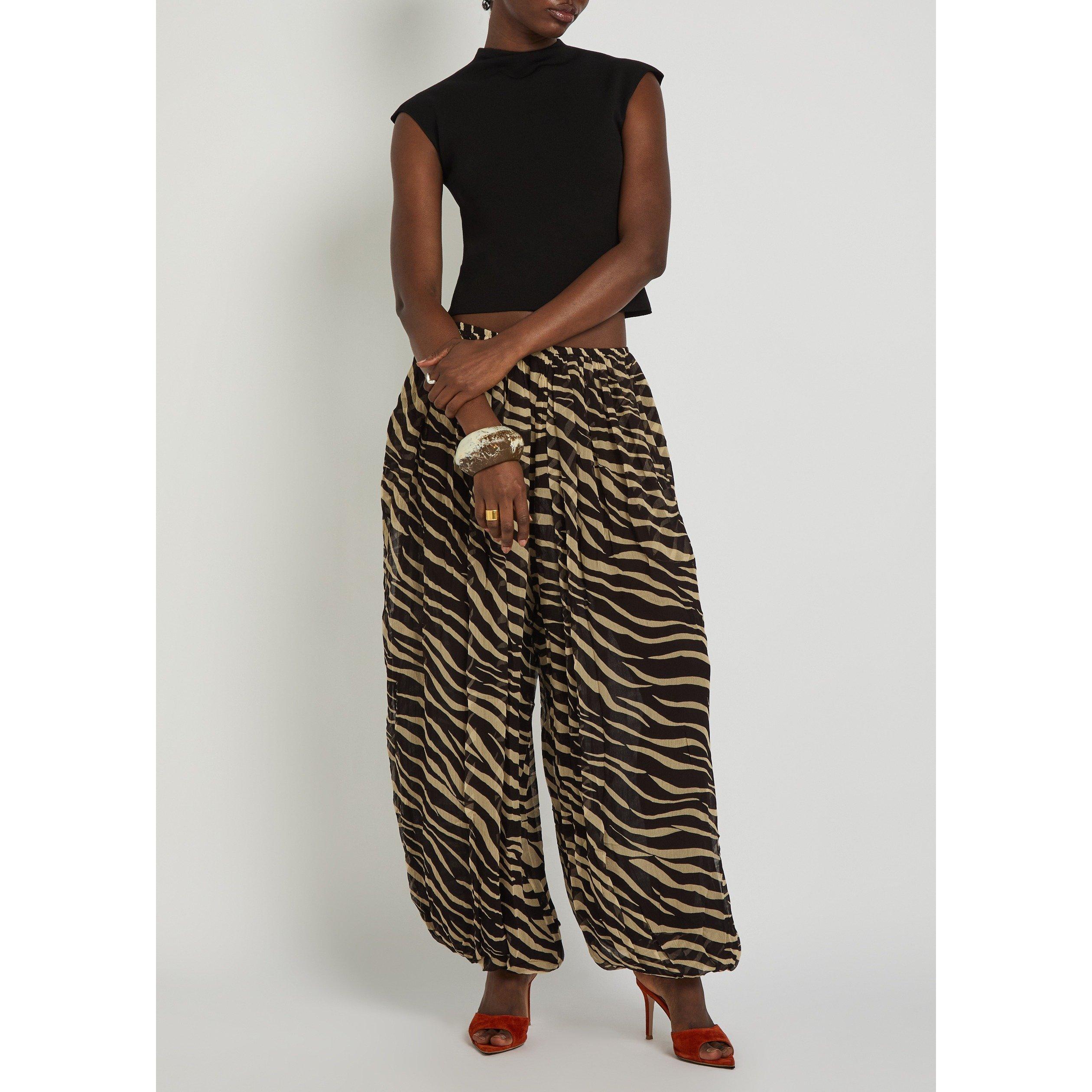 MULTICOLOURED - Kobo - Women's Renier Zebra Print Viscose Relaxed-Fit Cuffed Trousers - 5