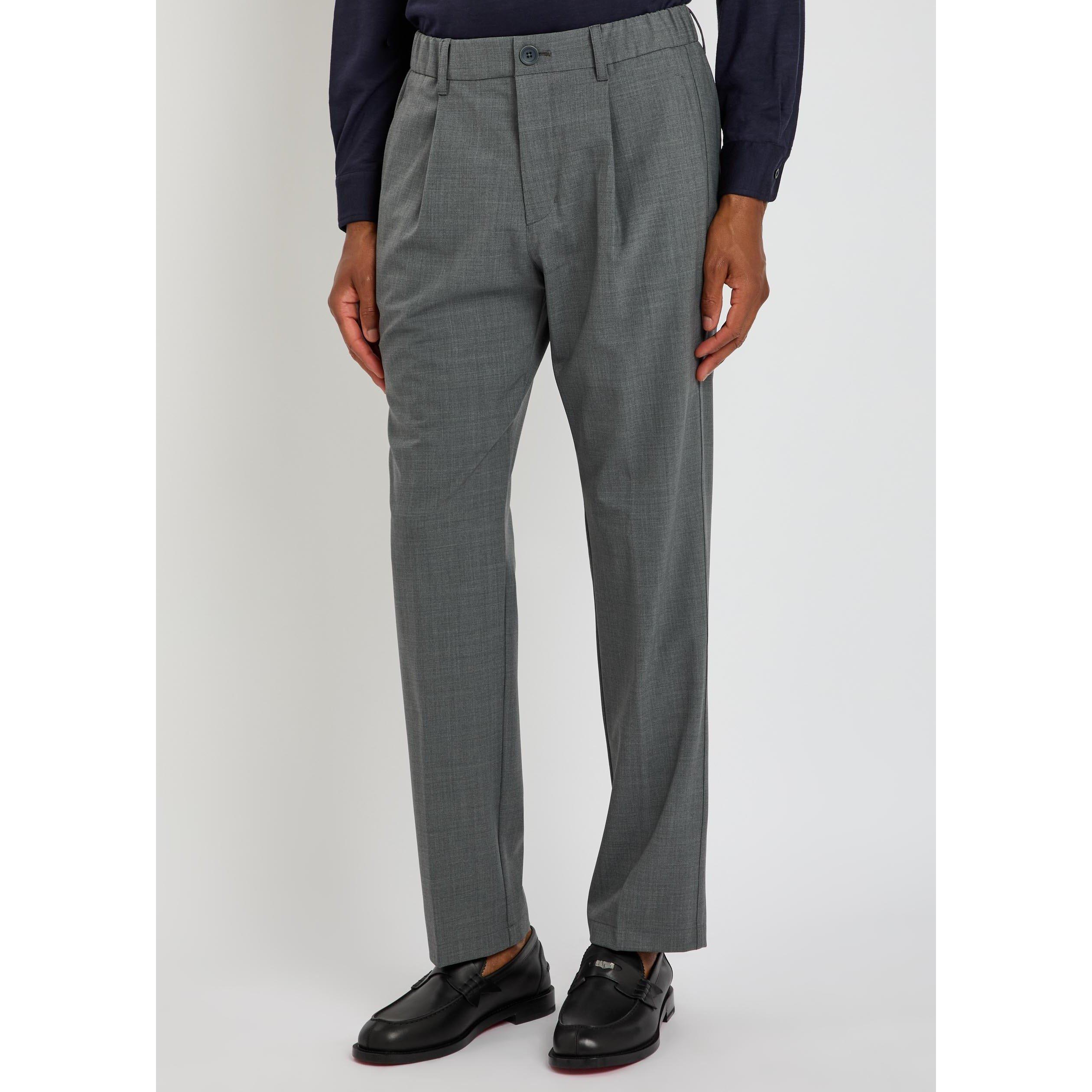 GREY - Herno - Men's Wool Relaxed-Fit Pleated Trousers - 2