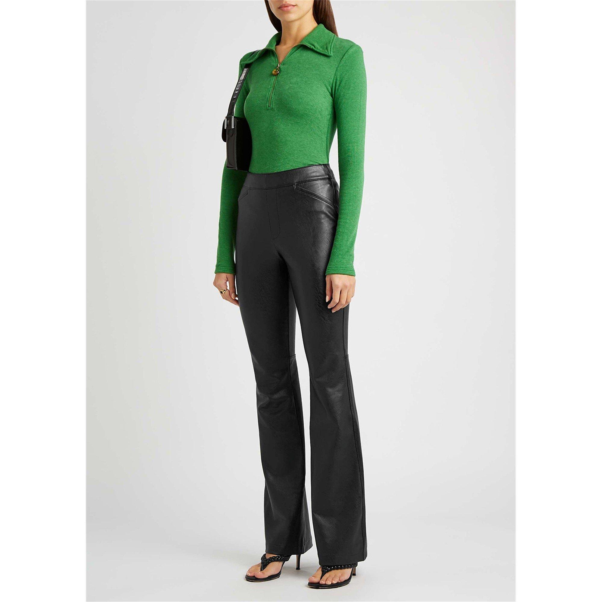 BLACK - Spanx - LEATHER LIKE FLARE TROUSER - 5