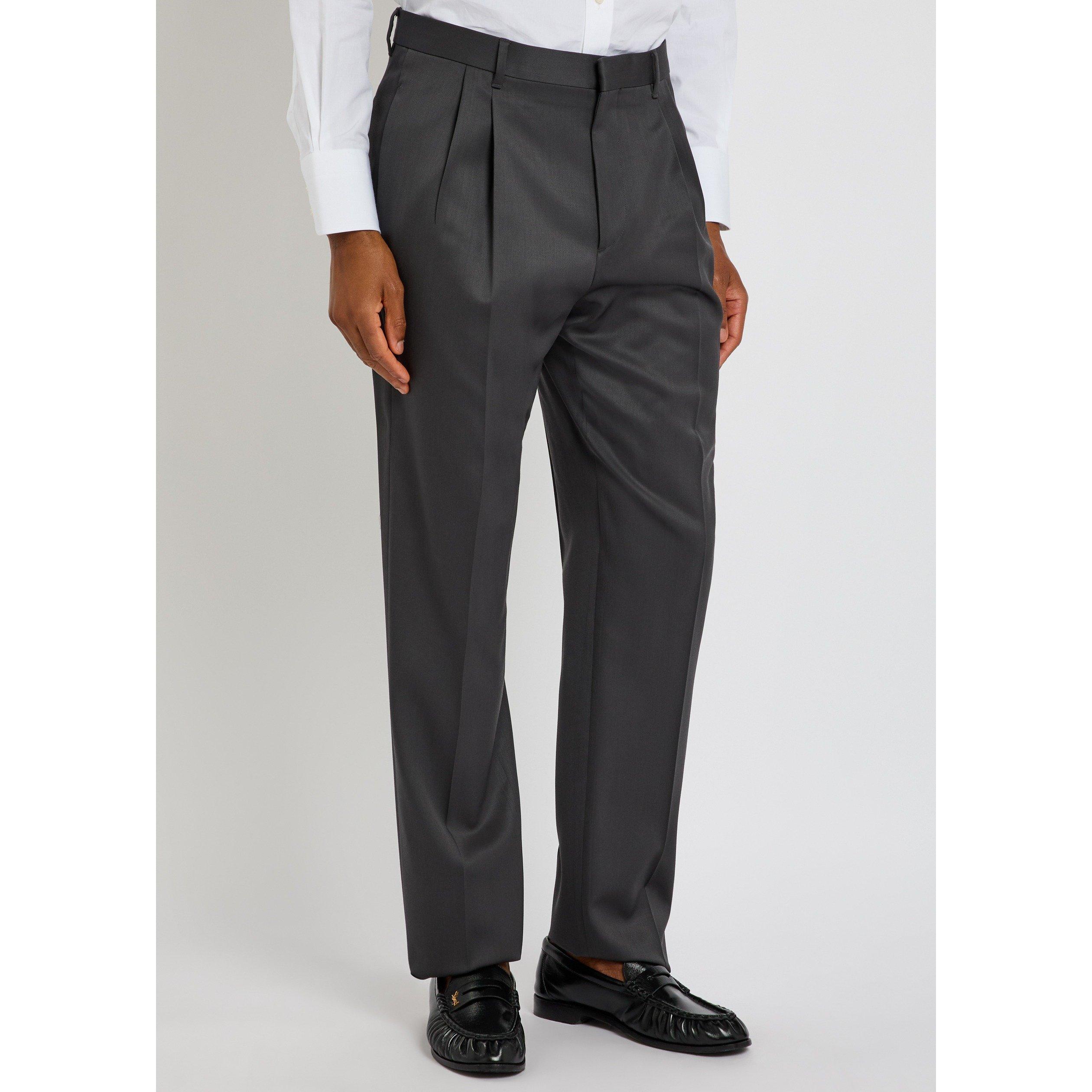 DARK GREY - Lardini - Men's Wool Straight Leg Tailored Trousers - 2