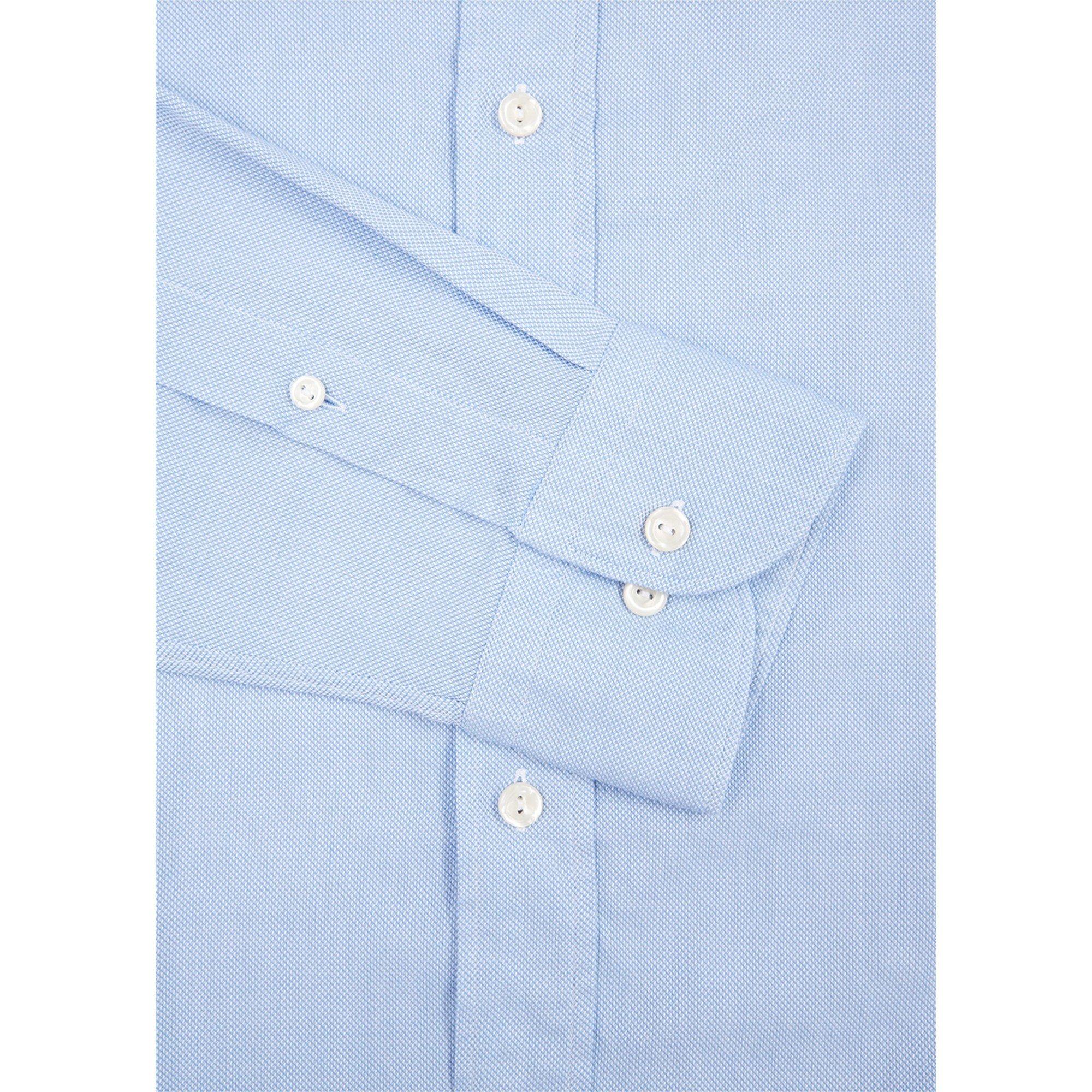 BLUE - Eton - Men's Cotton Long-Sleeve Slim-Fit Oxford Shirt - 4