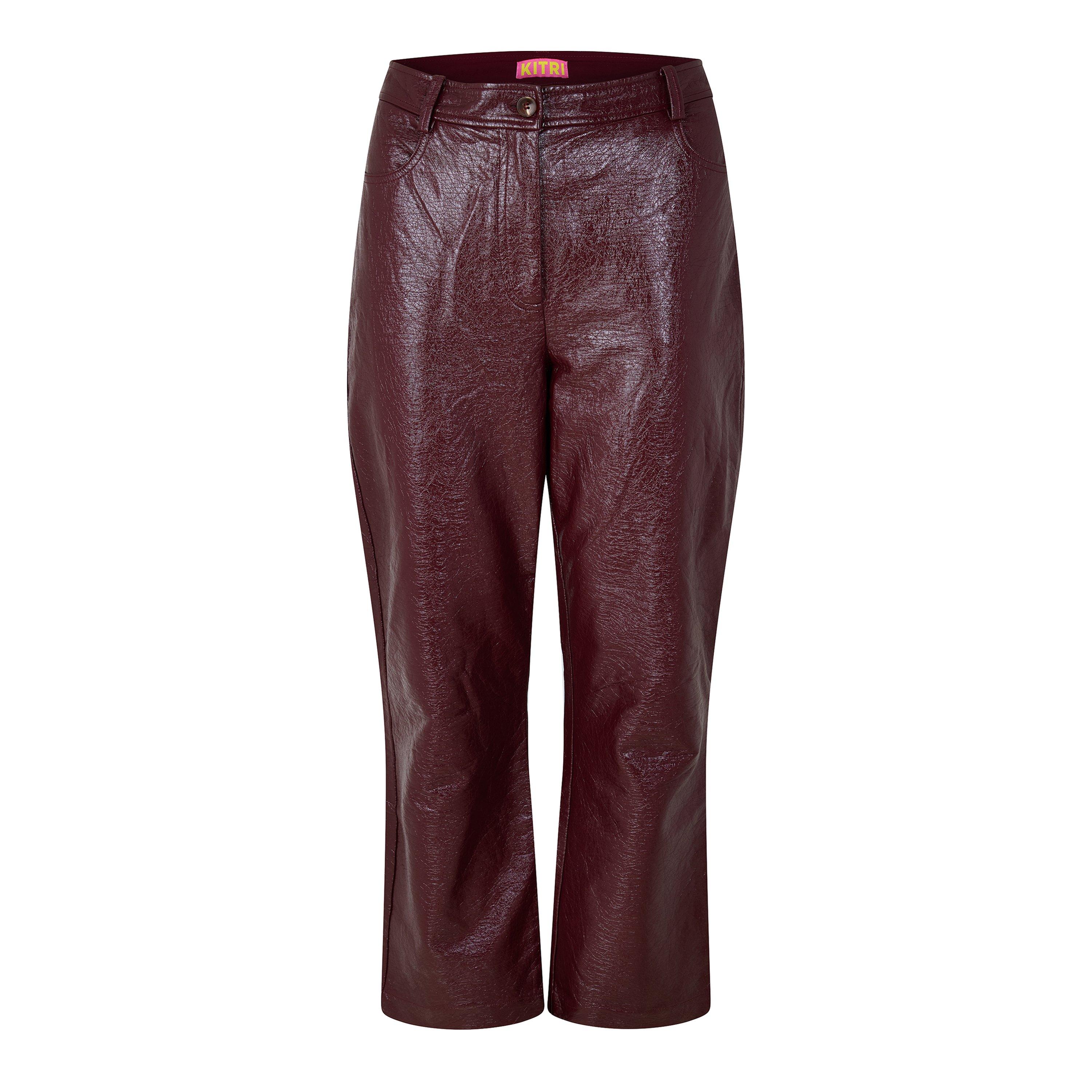 BROWN - KITRI - TR NADIA VINYL TROUSER - 1