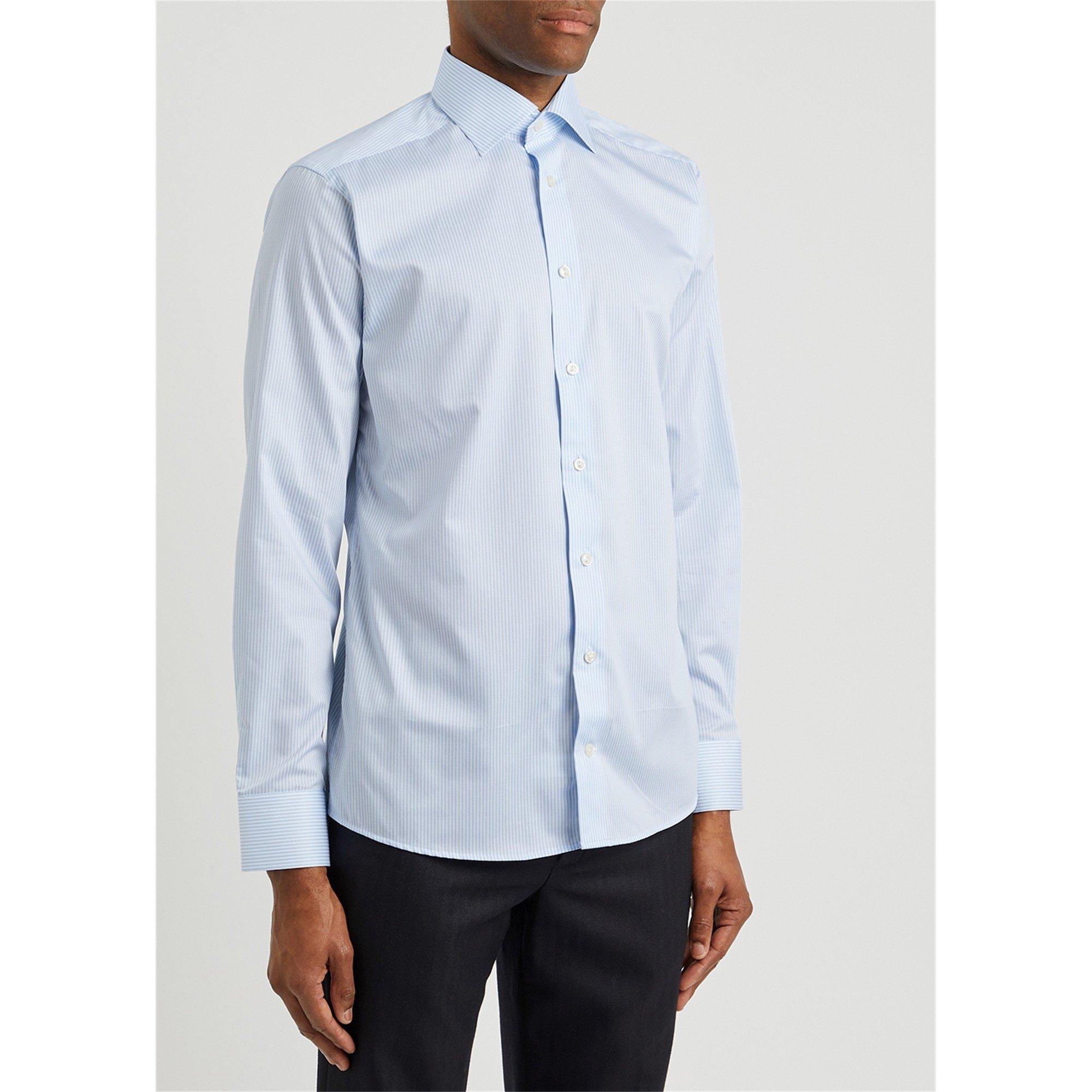 BLUE AND WHITE - Eton - ETON SHIRT LS STRIPPED TWILL - 2