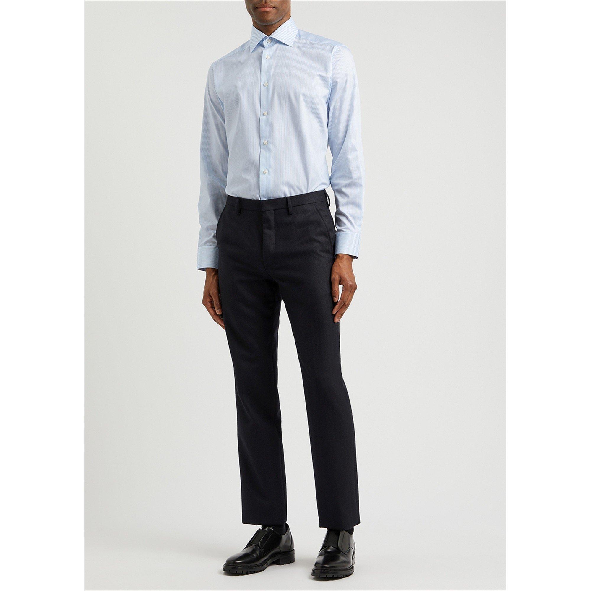 BLUE AND WHITE - Eton - ETON SHIRT LS STRIPPED TWILL - 5