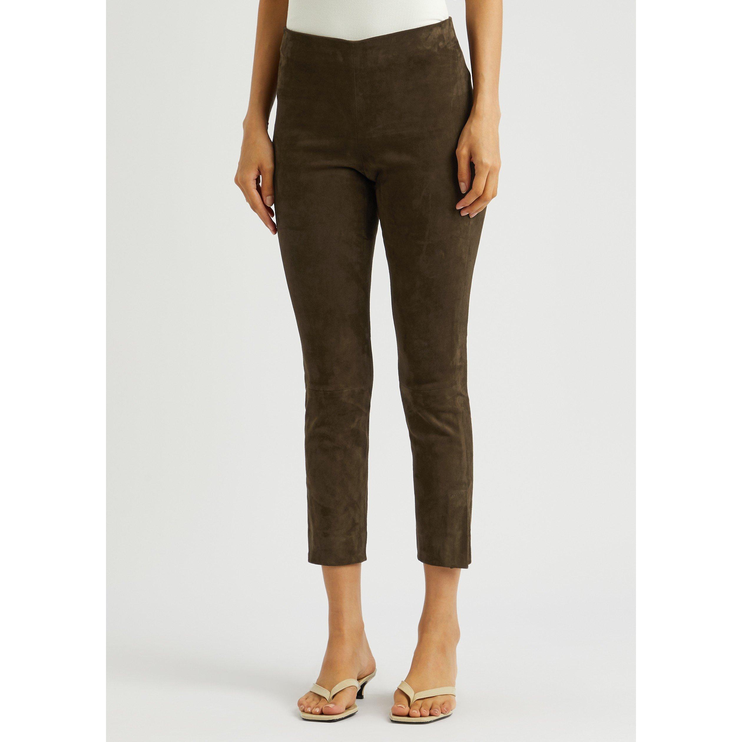 BROWN - Vince - T STRETCH SUEDE SPLIT HEM TROU - 2