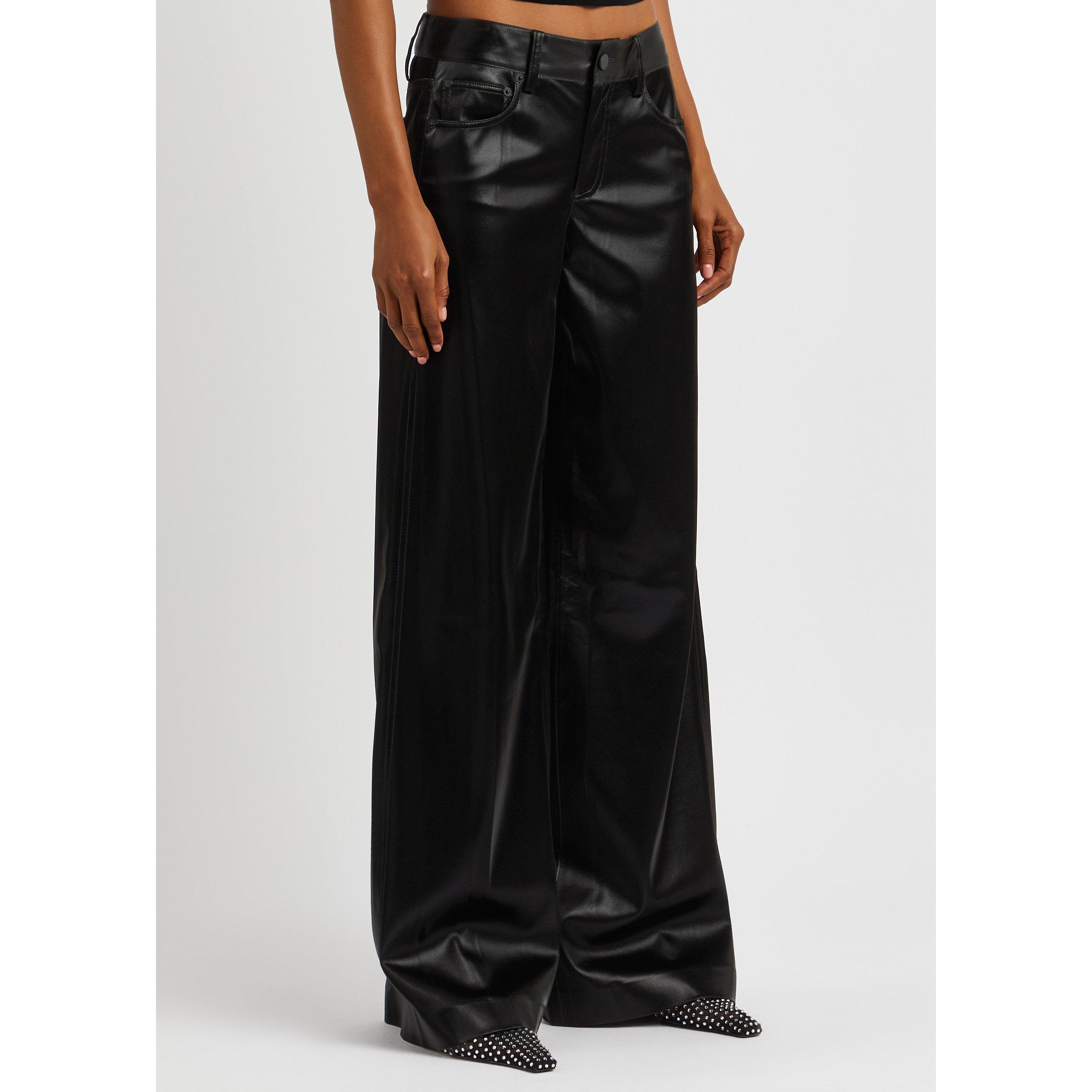BLACK - Alice And Olivia - TR TRISH SHINY VGNLTHR TROUSER - 2