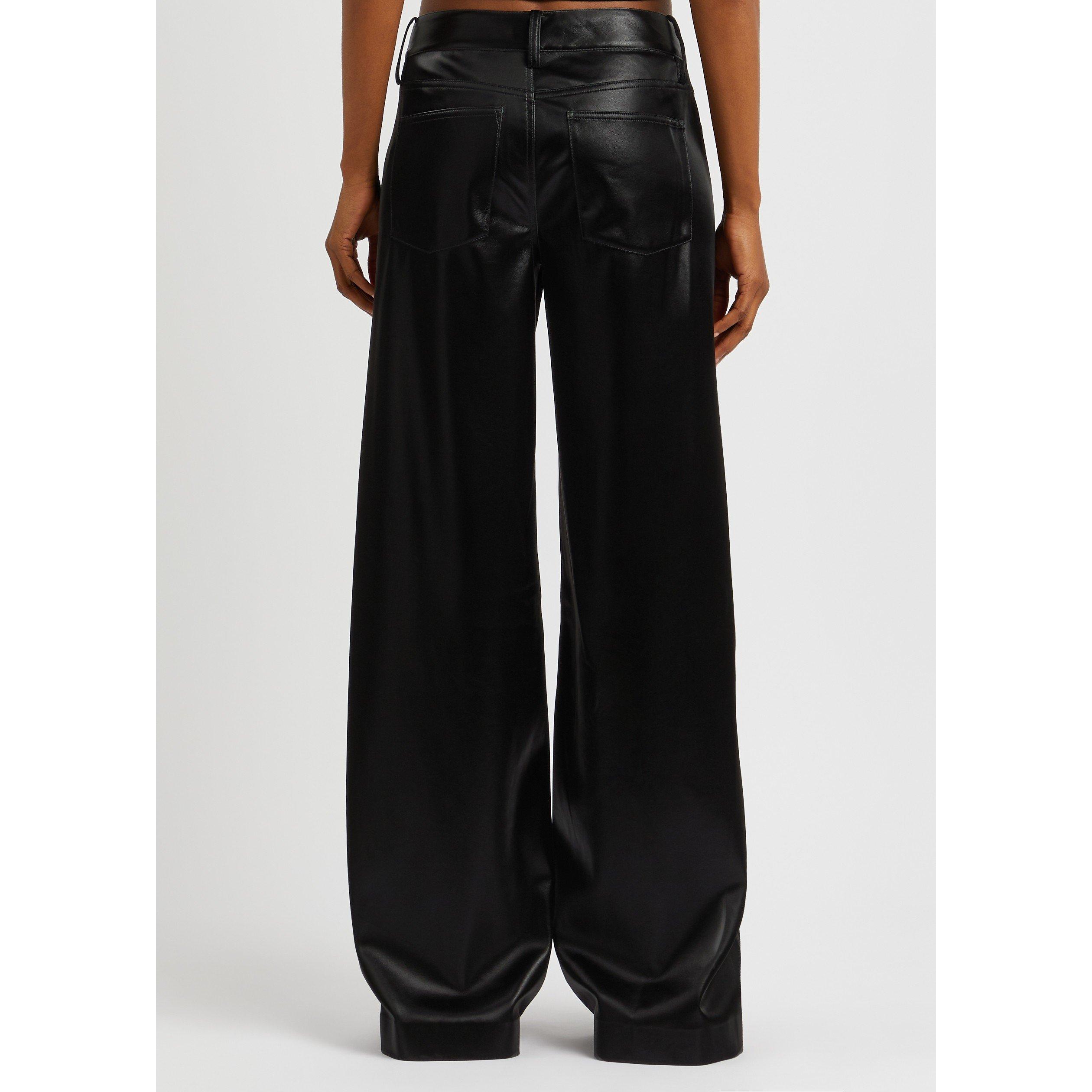 BLACK - Alice And Olivia - TR TRISH SHINY VGNLTHR TROUSER - 3