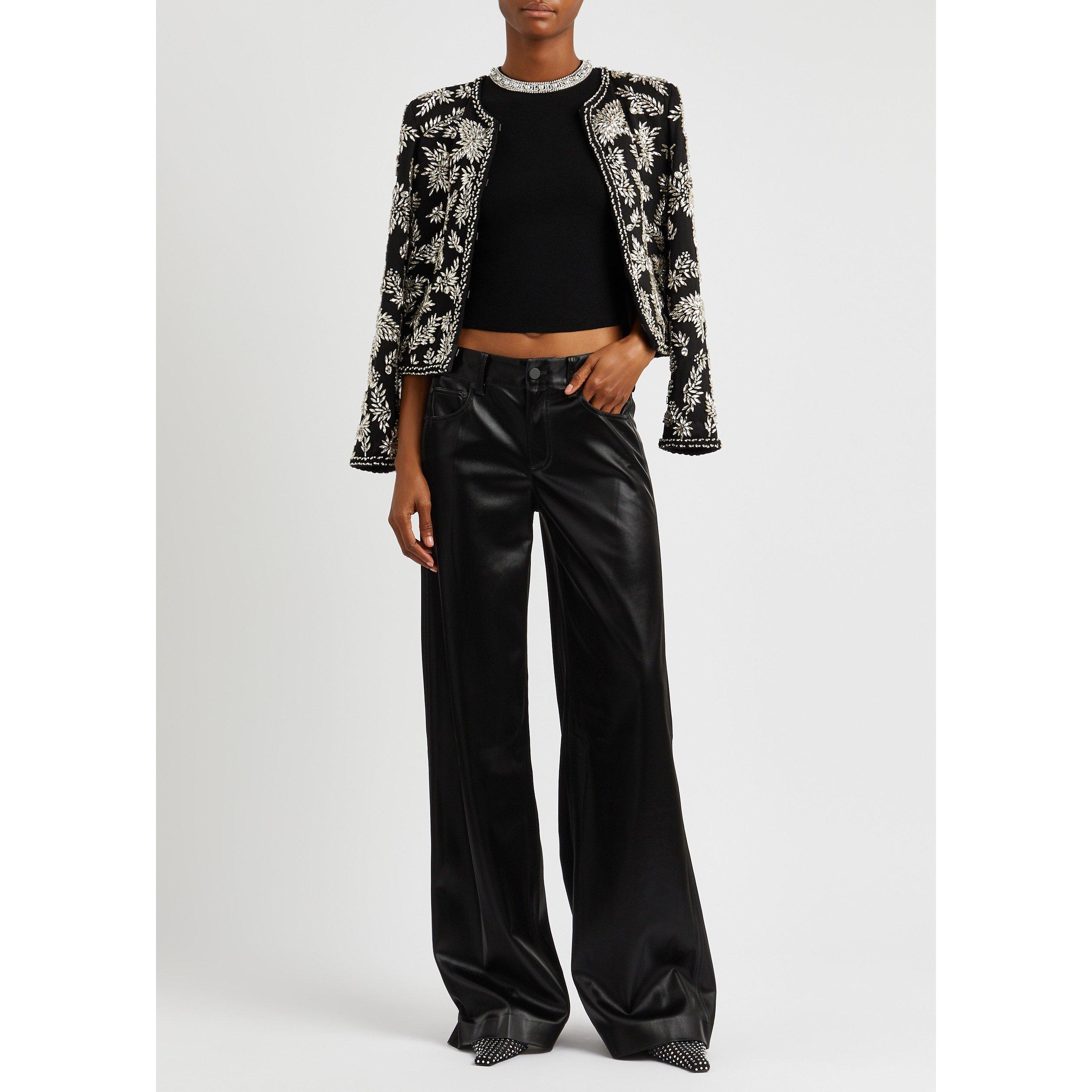 BLACK - Alice And Olivia - TR TRISH SHINY VGNLTHR TROUSER - 5
