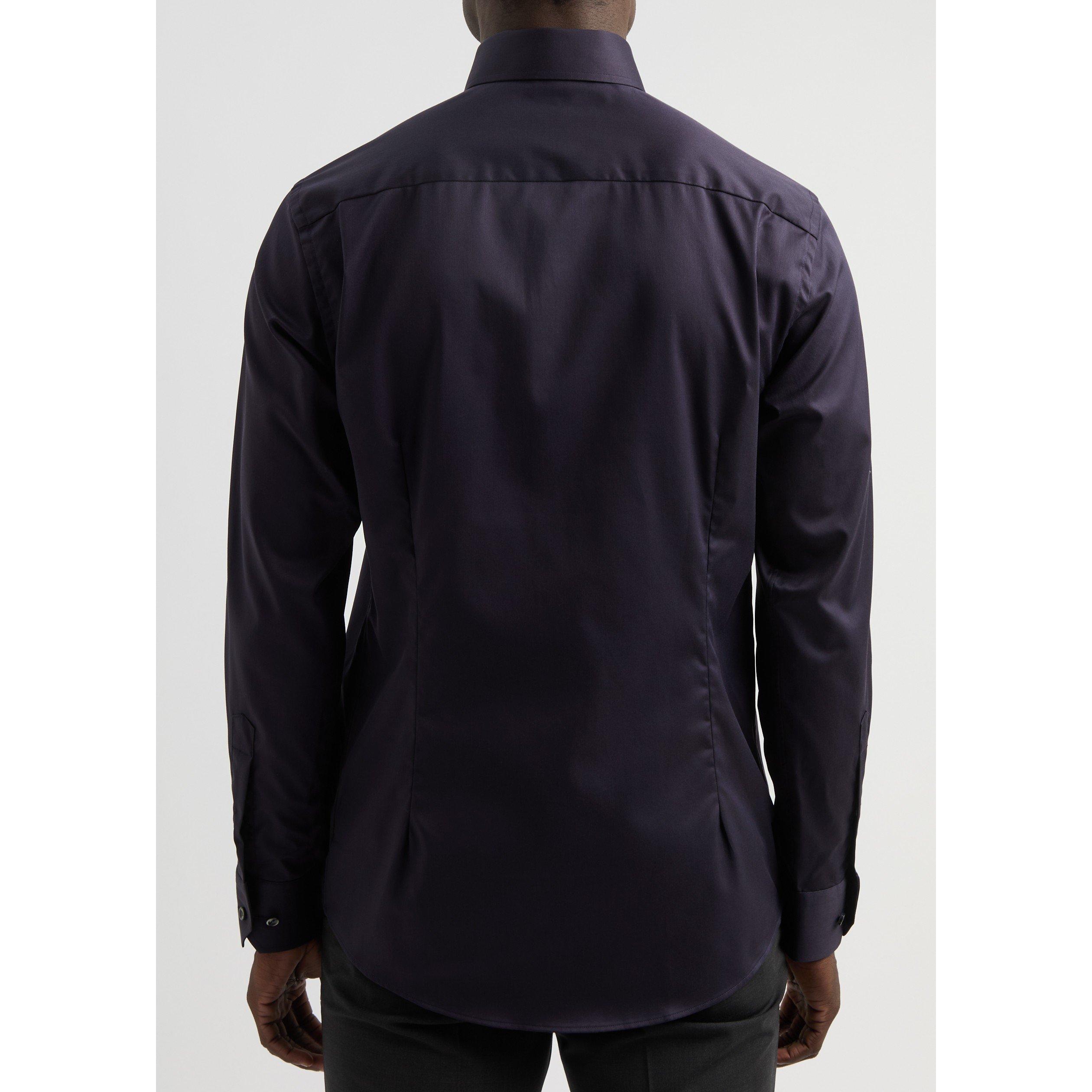NAVY - Eton - Men's Signature Twill Cotton Long-Sleeve Slim-Fit Shirt - 3