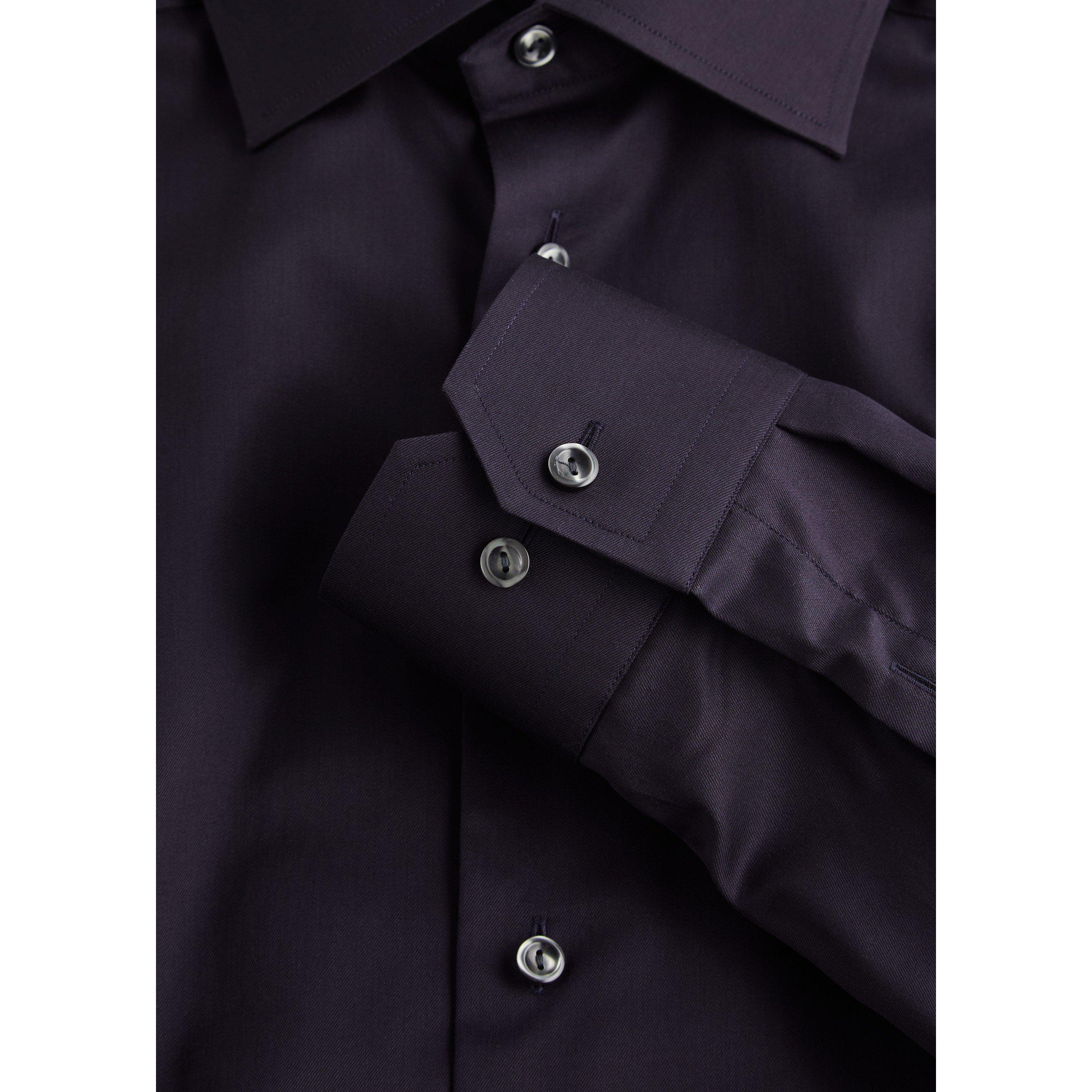 NAVY - Eton - Men's Signature Twill Cotton Long-Sleeve Slim-Fit Shirt - 4