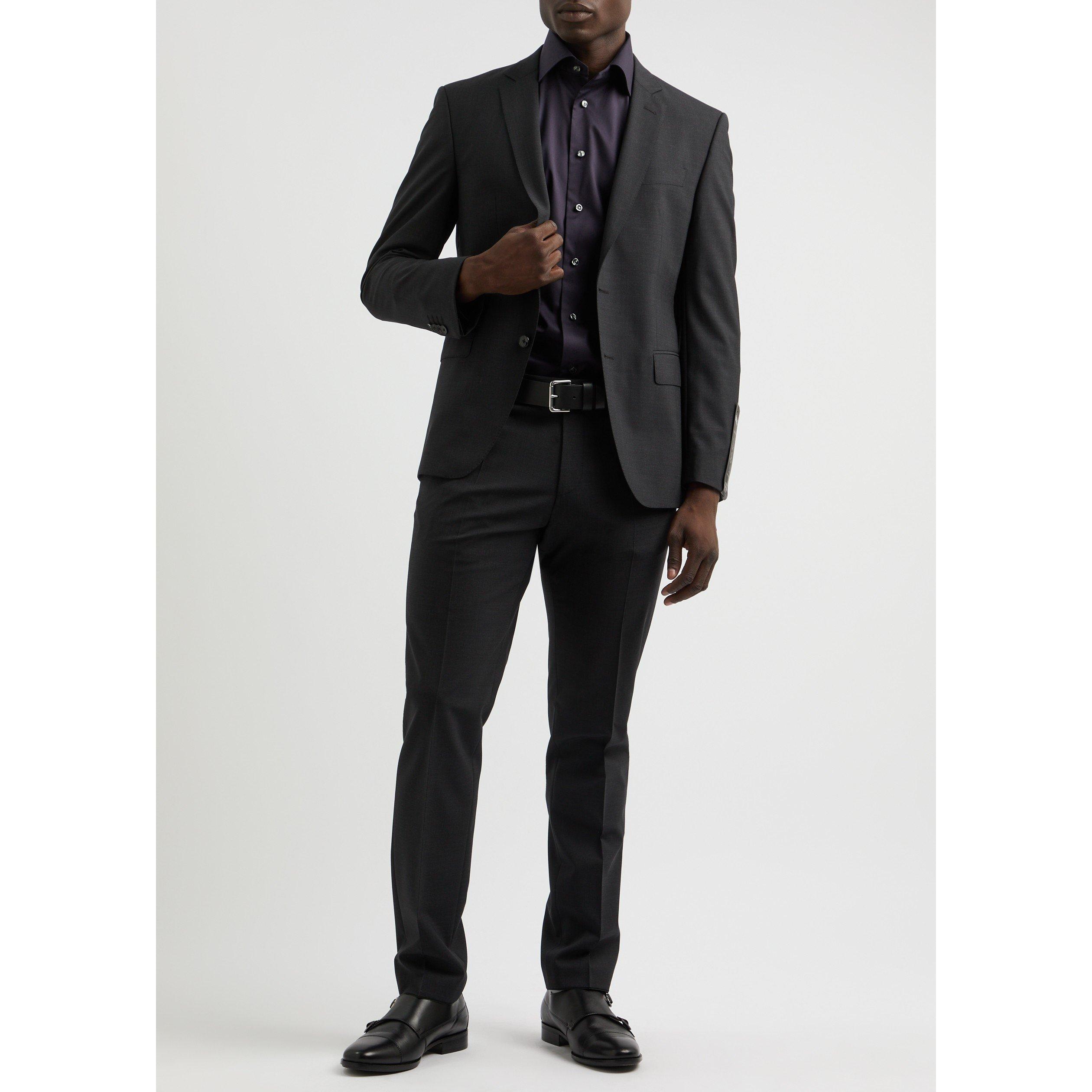 NAVY - Eton - Men's Signature Twill Cotton Long-Sleeve Slim-Fit Shirt - 5