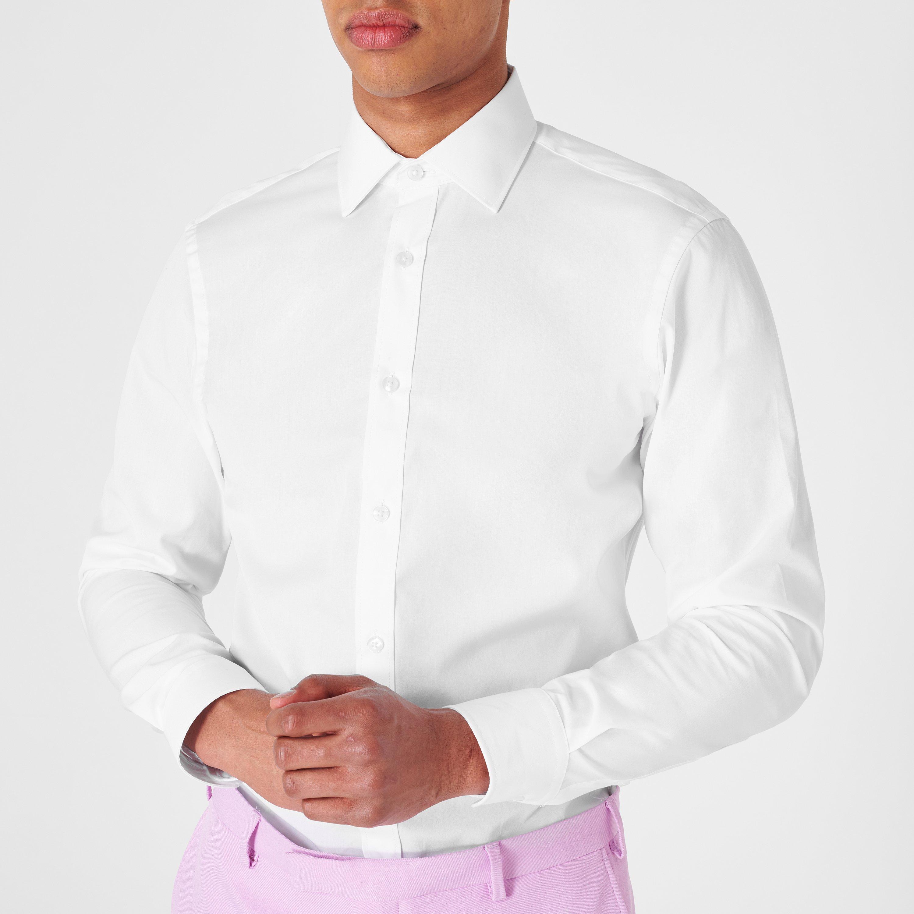 White 01 - Haines and Bonner - Men's Cotton Long Sleeve Slim Fit Shirt - 5