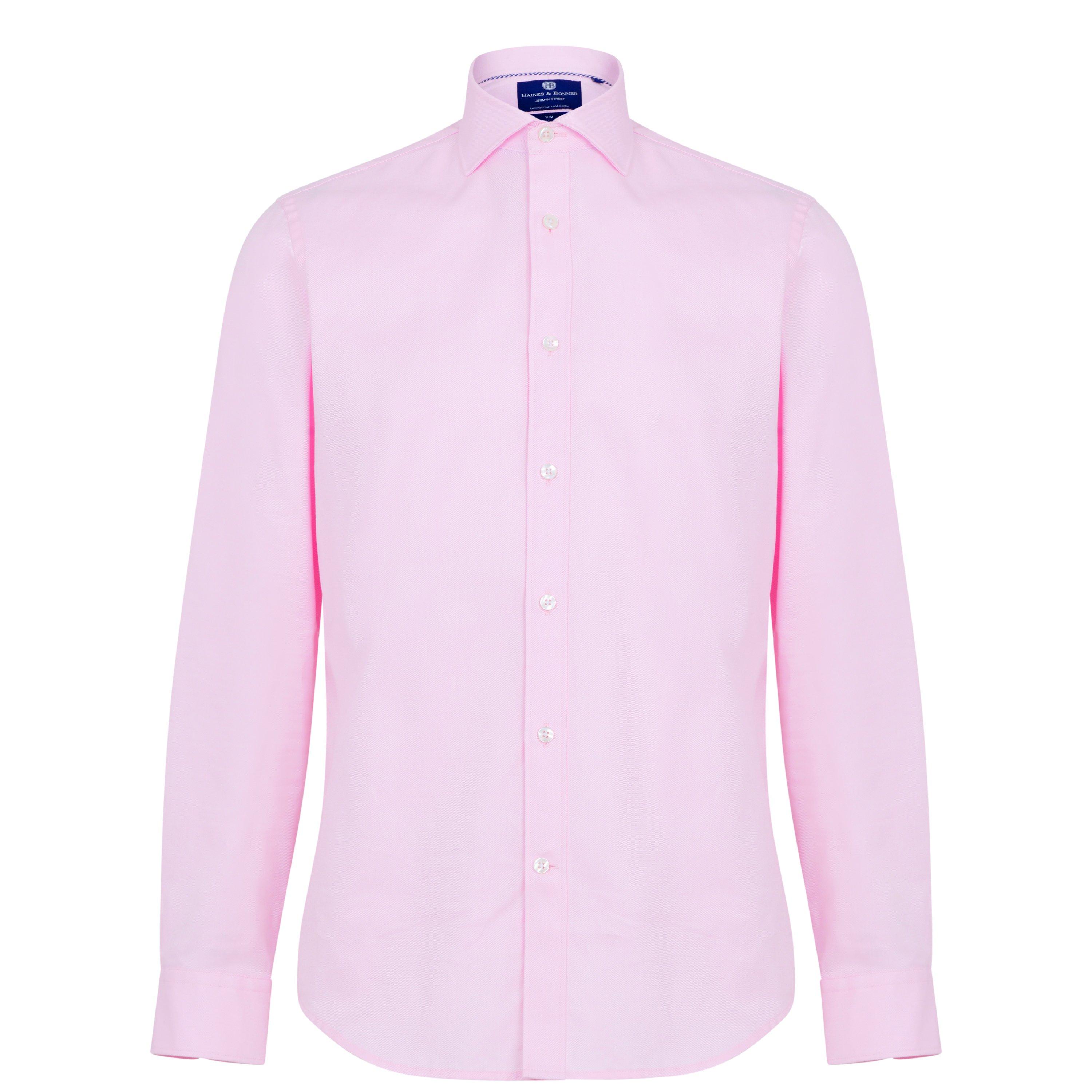 Haines And Bonner Edward Slim Fit Cutaway Collar Twill Shirt Pink 15 Inch - Image 2