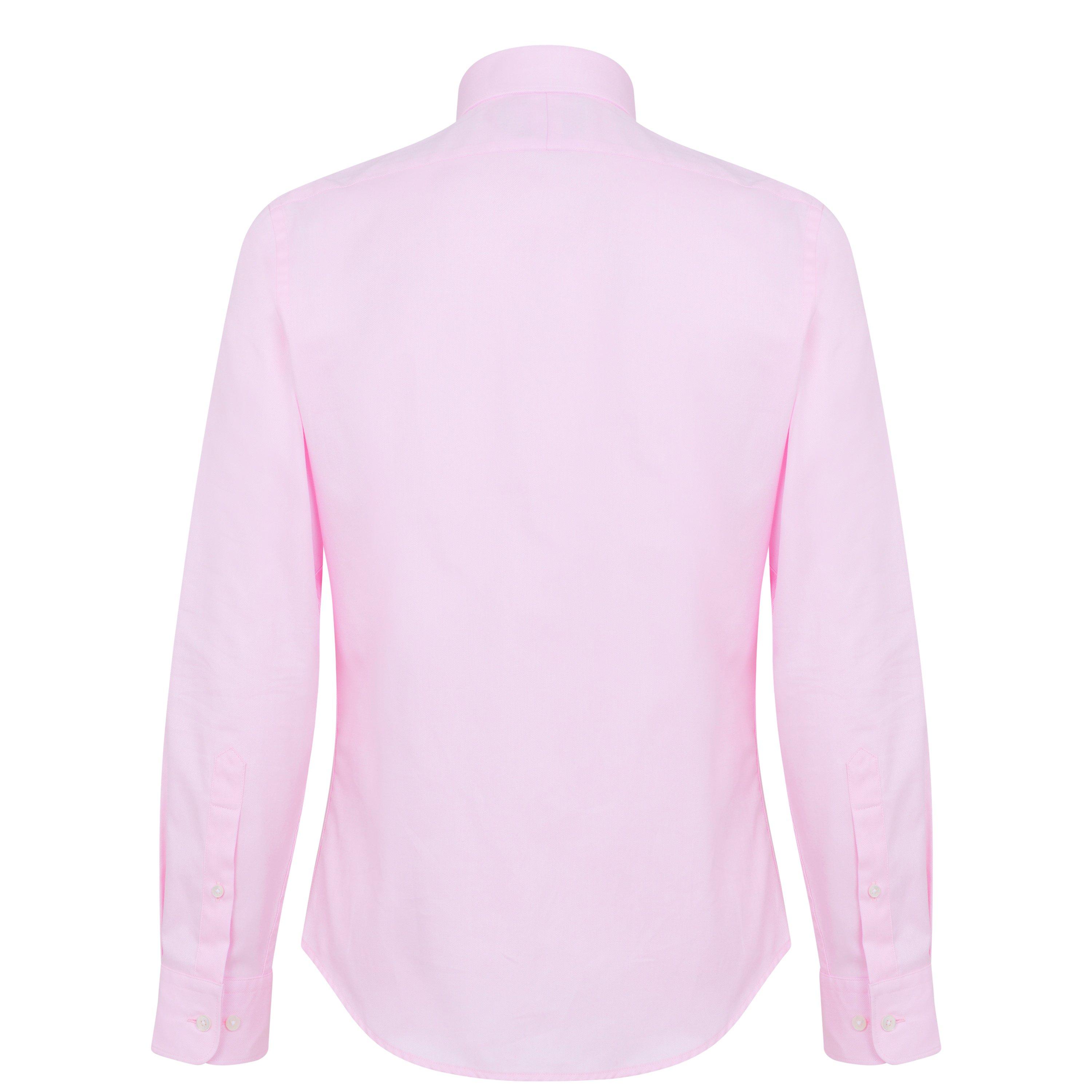 Pink 72 - Haines and Bonner - Men's Cotton Long Sleeve Cutaway Collar Slim Fit Shirt - 6