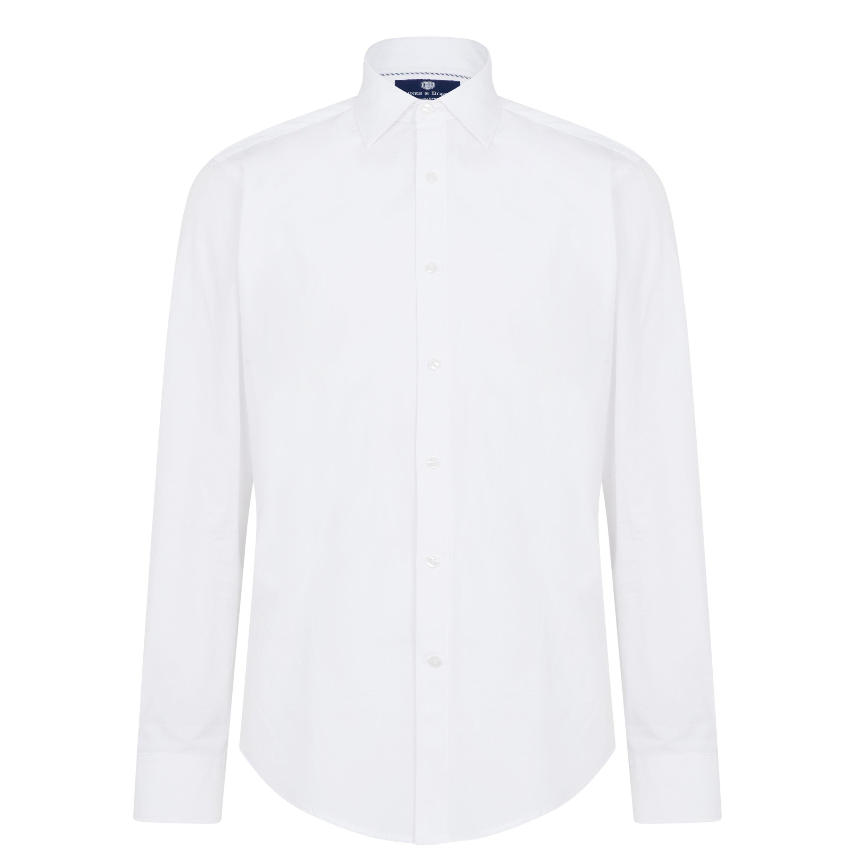 White 01 - Haines and Bonner - Tailored Fit Regular Collar Poplin Shirt - 1