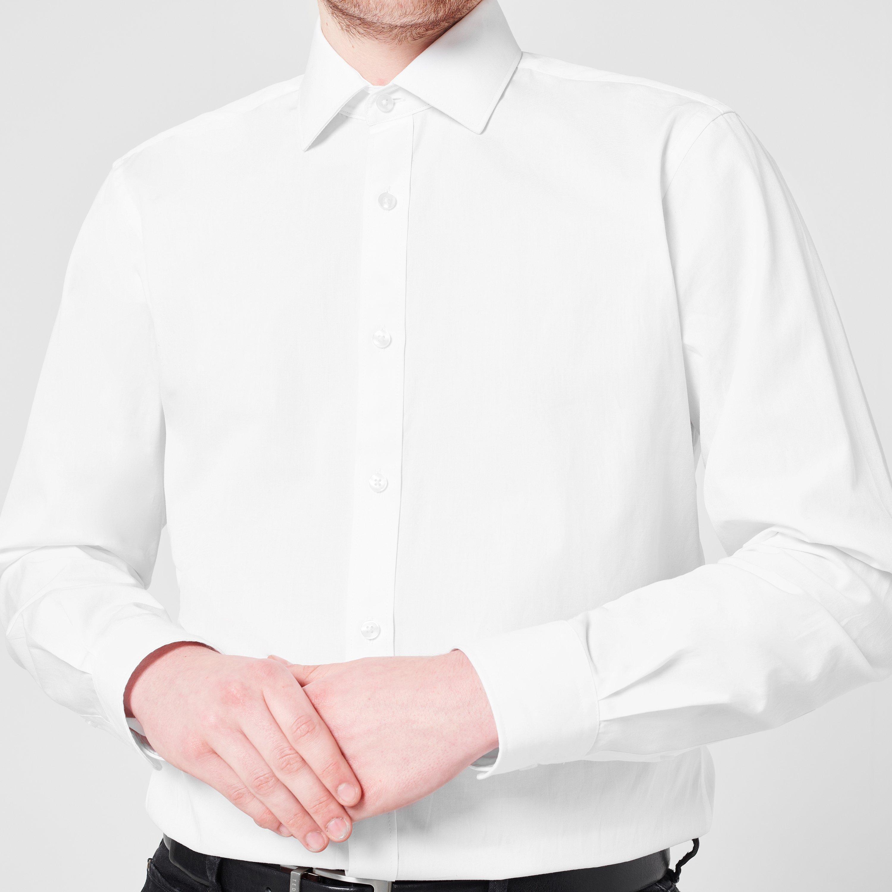 White 01 - Haines and Bonner - Tailored Fit Regular Collar Poplin Shirt - 4