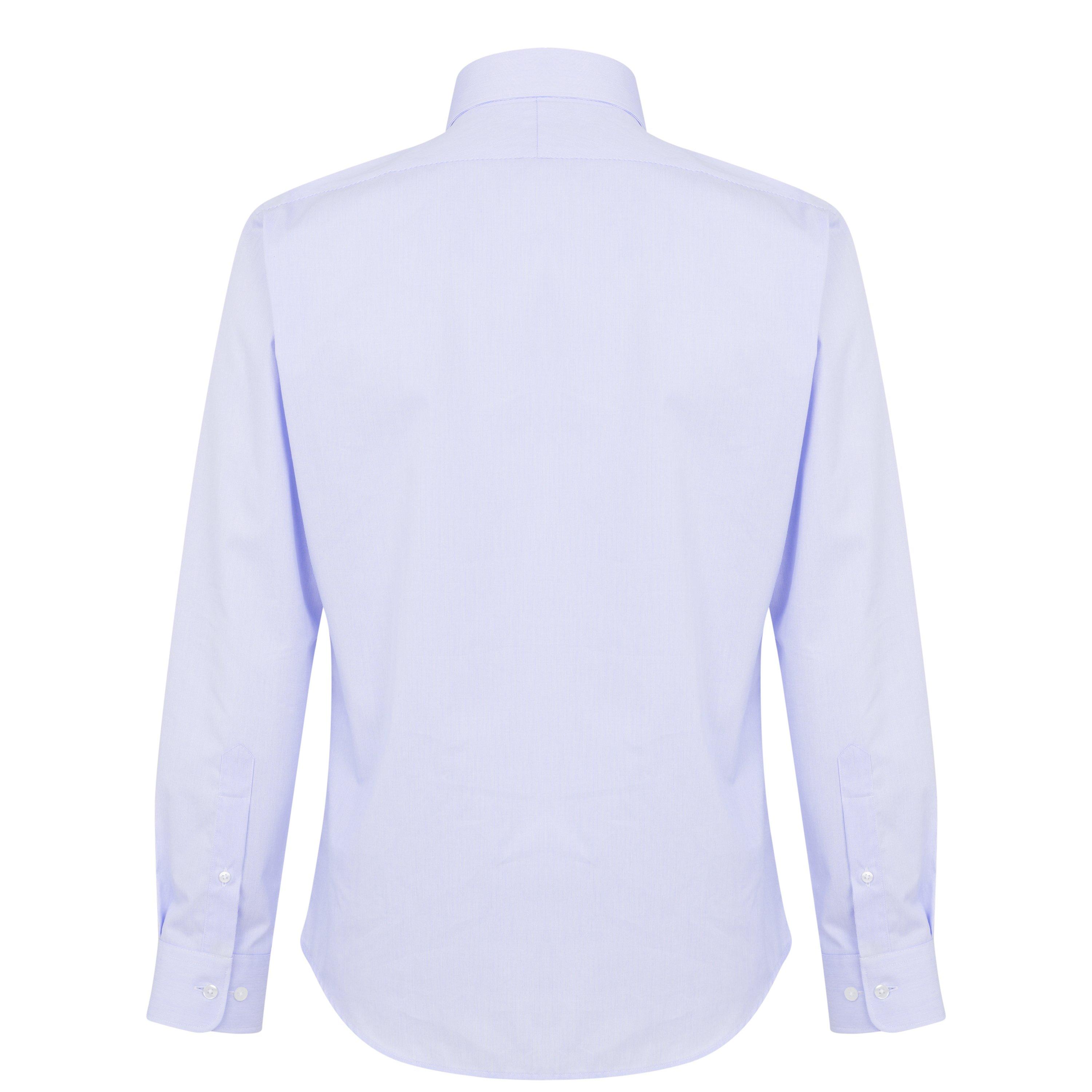 Blue 26 - Haines and Bonner - Men's Stripe Poplin Cotton Long Sleeve Shirt - 2