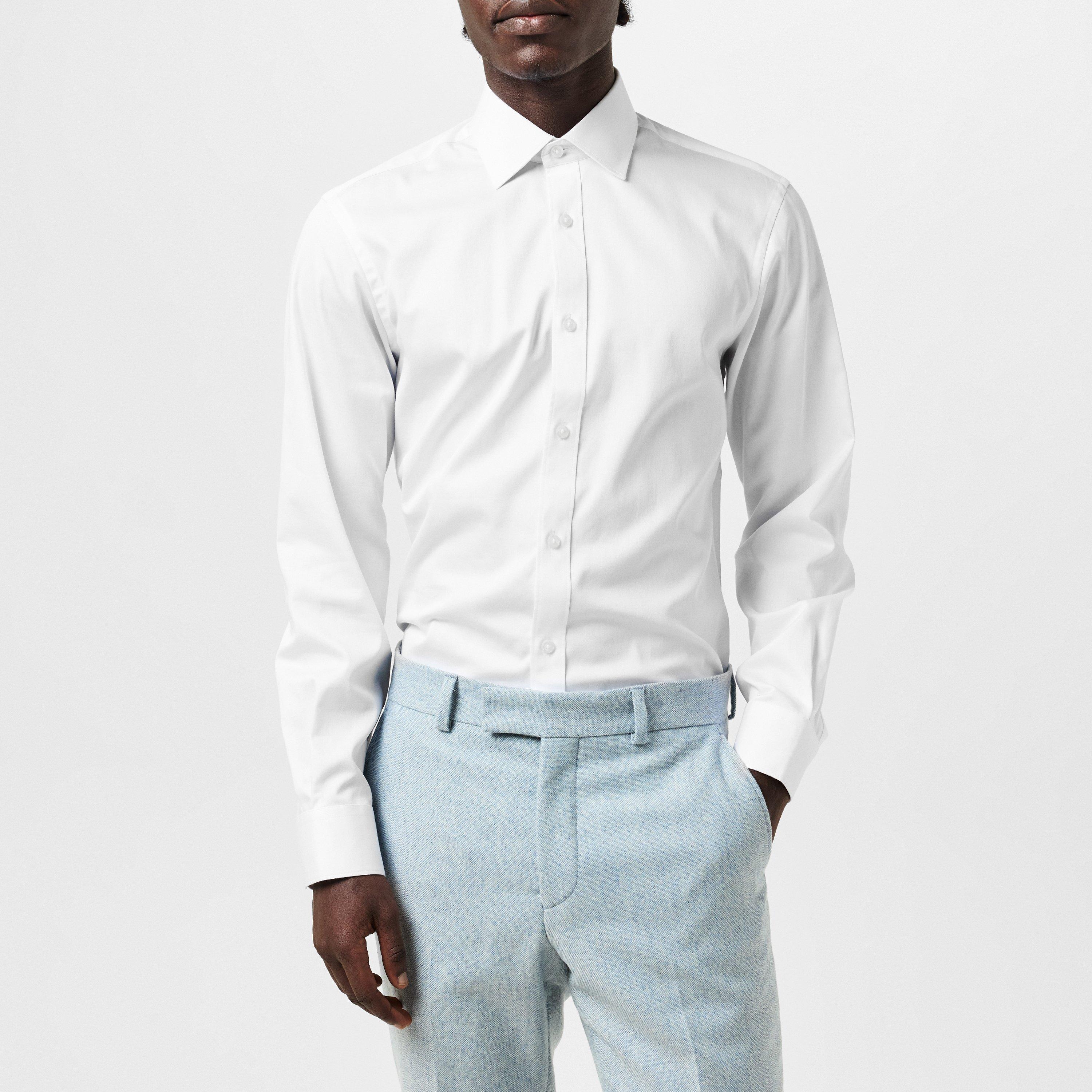 White 01 - Haines and Bonner - Hugh Slim Fit Sateen Shirt - 3