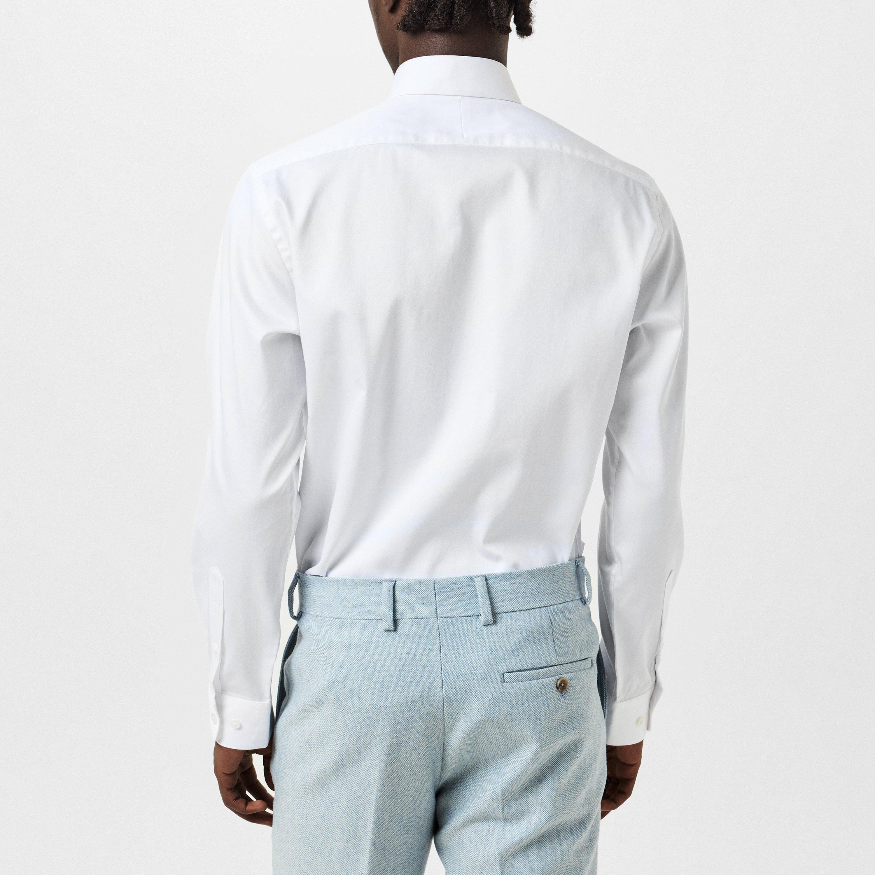 White 01 - Haines and Bonner - Hugh Slim Fit Sateen Shirt - 4