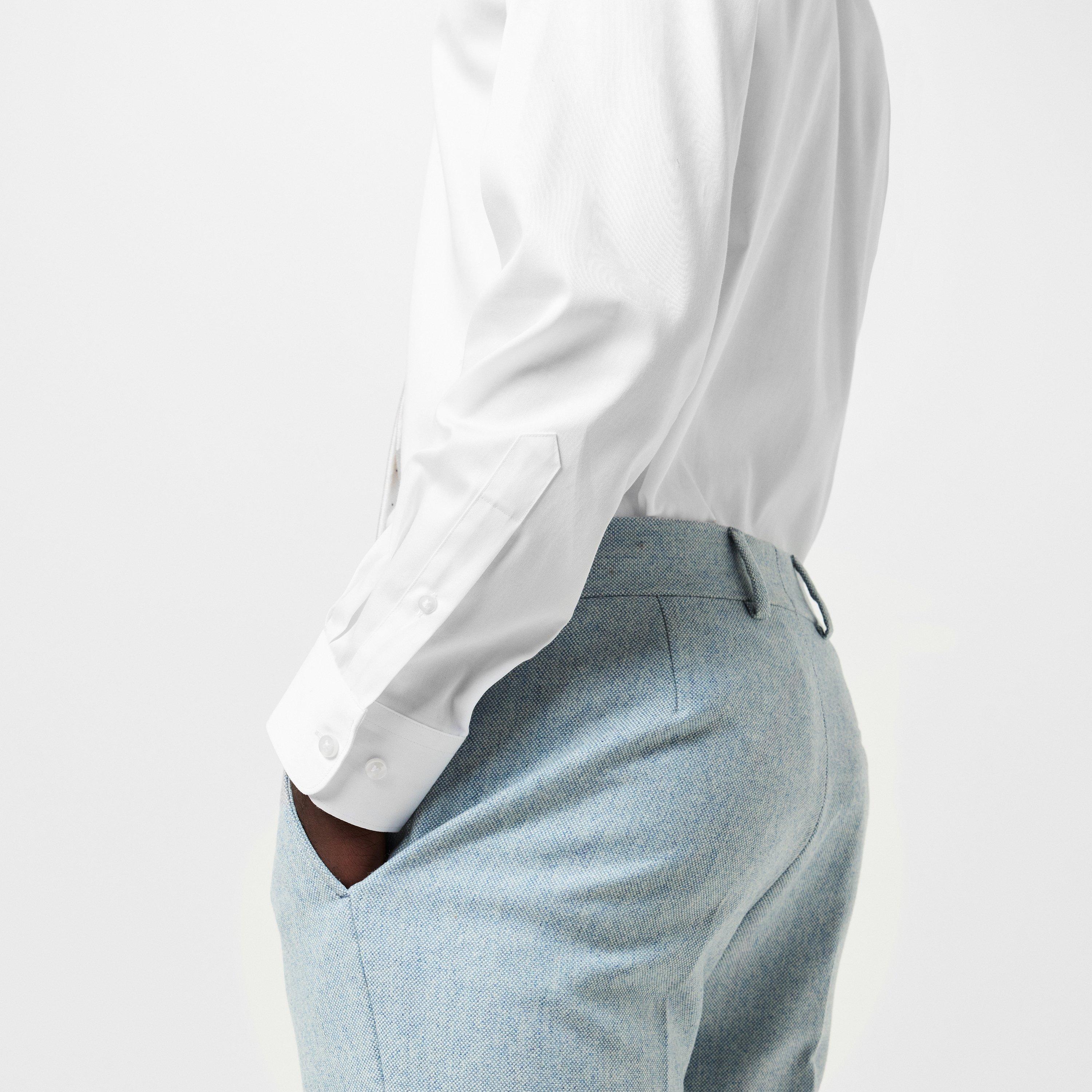 White 01 - Haines and Bonner - Hugh Slim Fit Sateen Shirt - 5