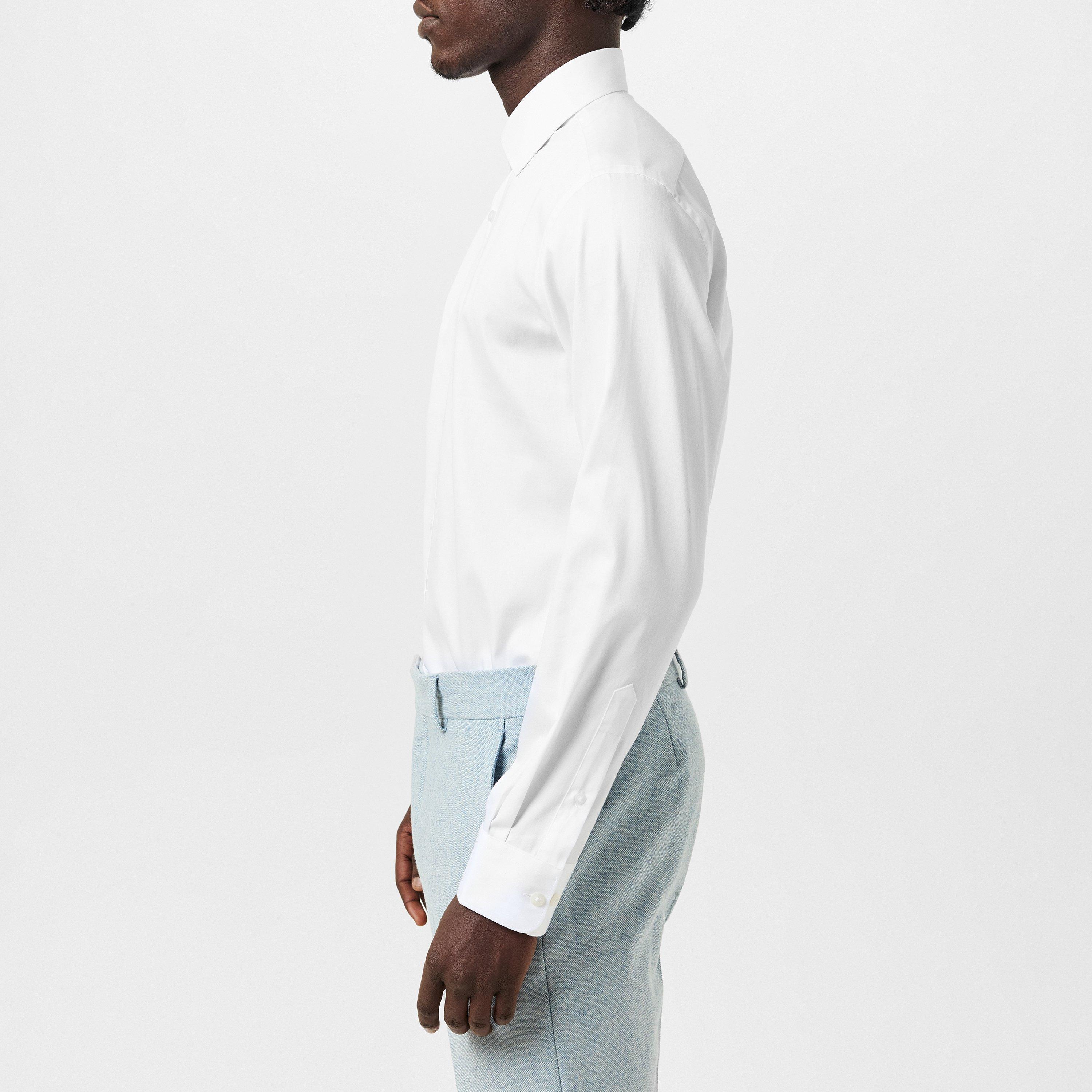 White 01 - Haines and Bonner - Hugh Slim Fit Sateen Shirt - 7