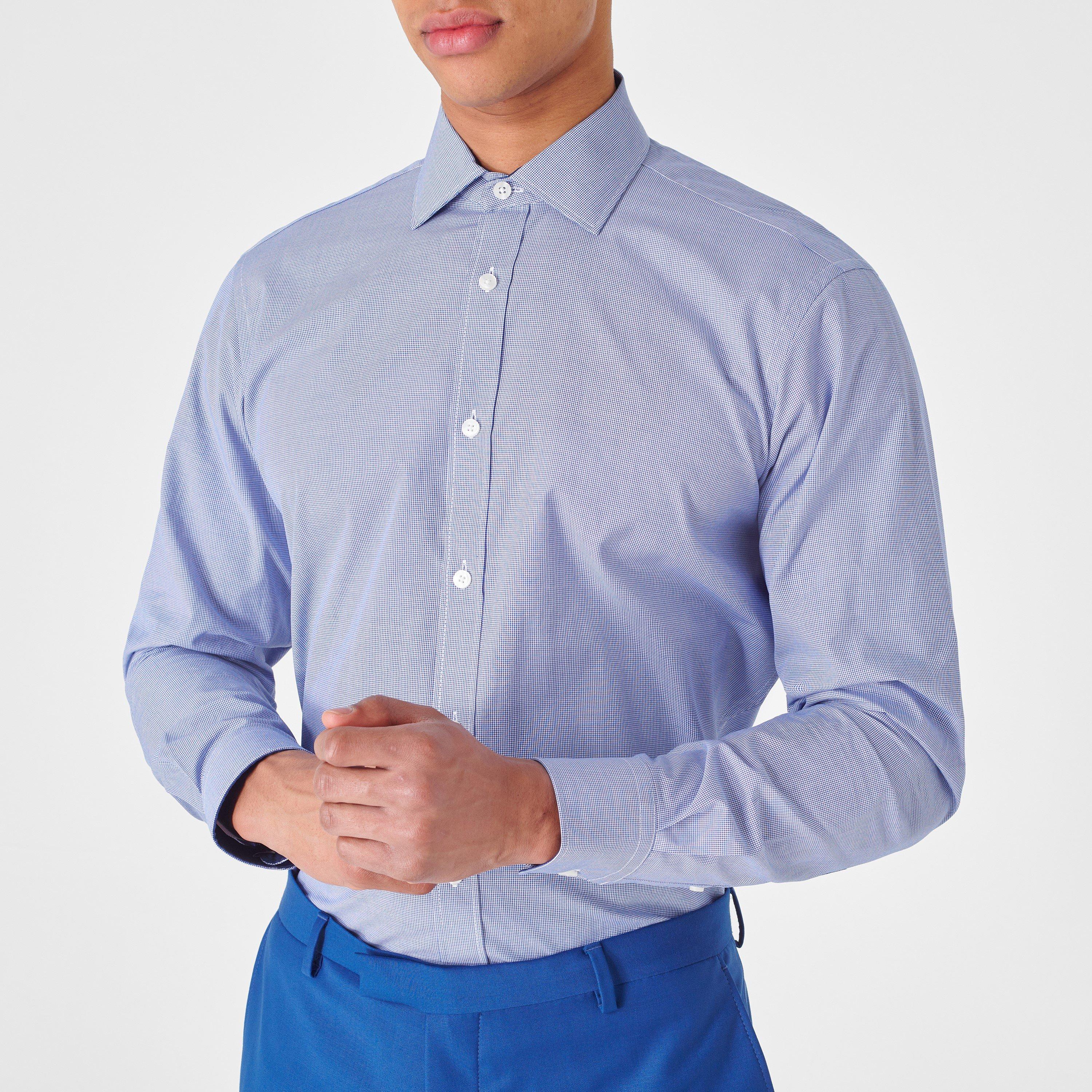 Navy 27 - Haines and Bonner - Hugh Tailored Puppytooth Shirt - 5