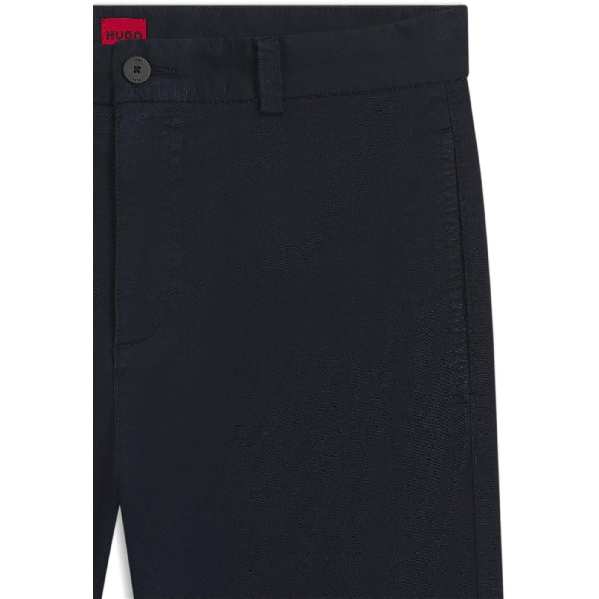 Dark Blue - Hugo - Men's David251D Cotton Mid-Rise Chinos - 6